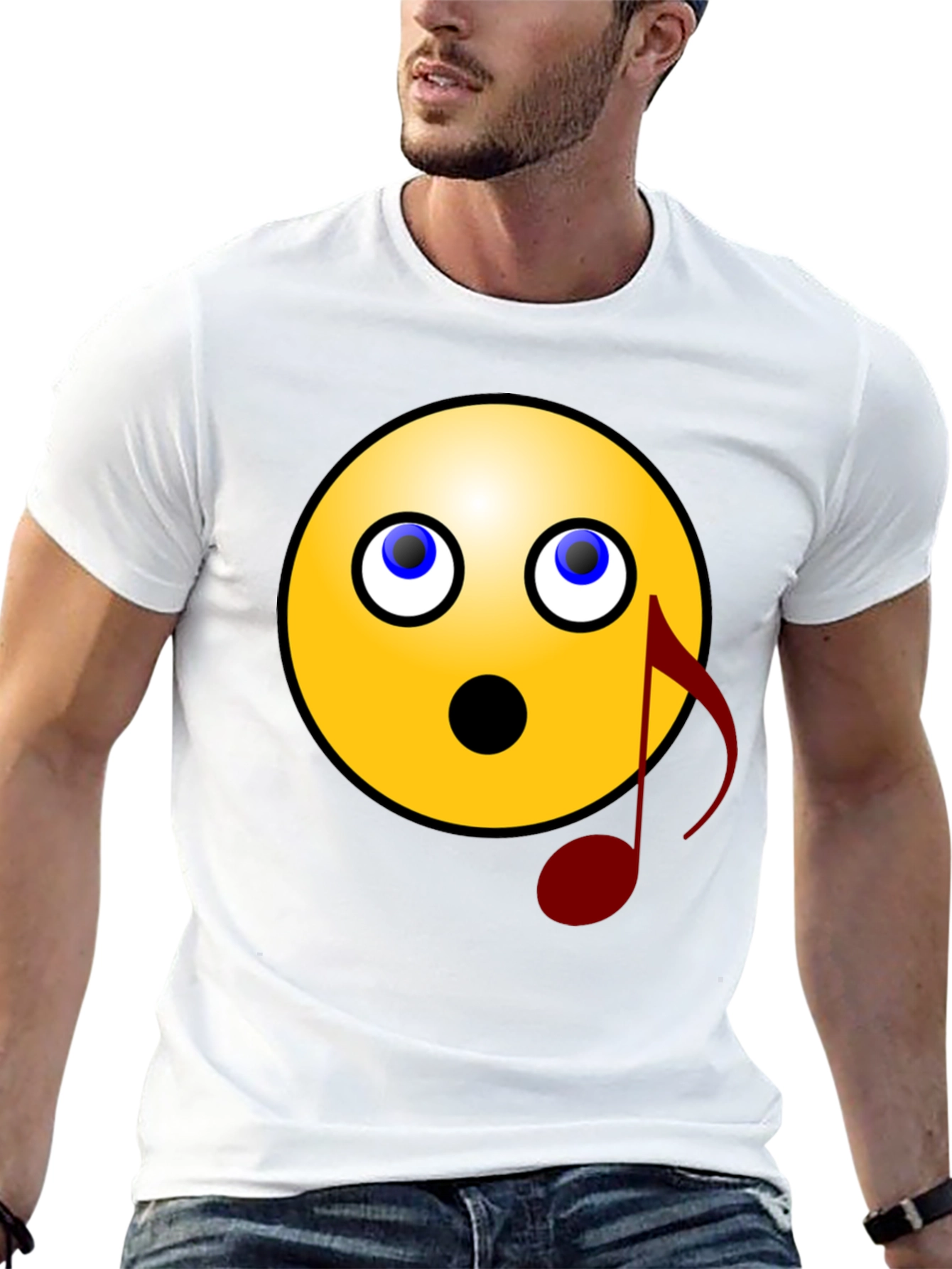 Surprised Emoji Musical Note Graphic Tee