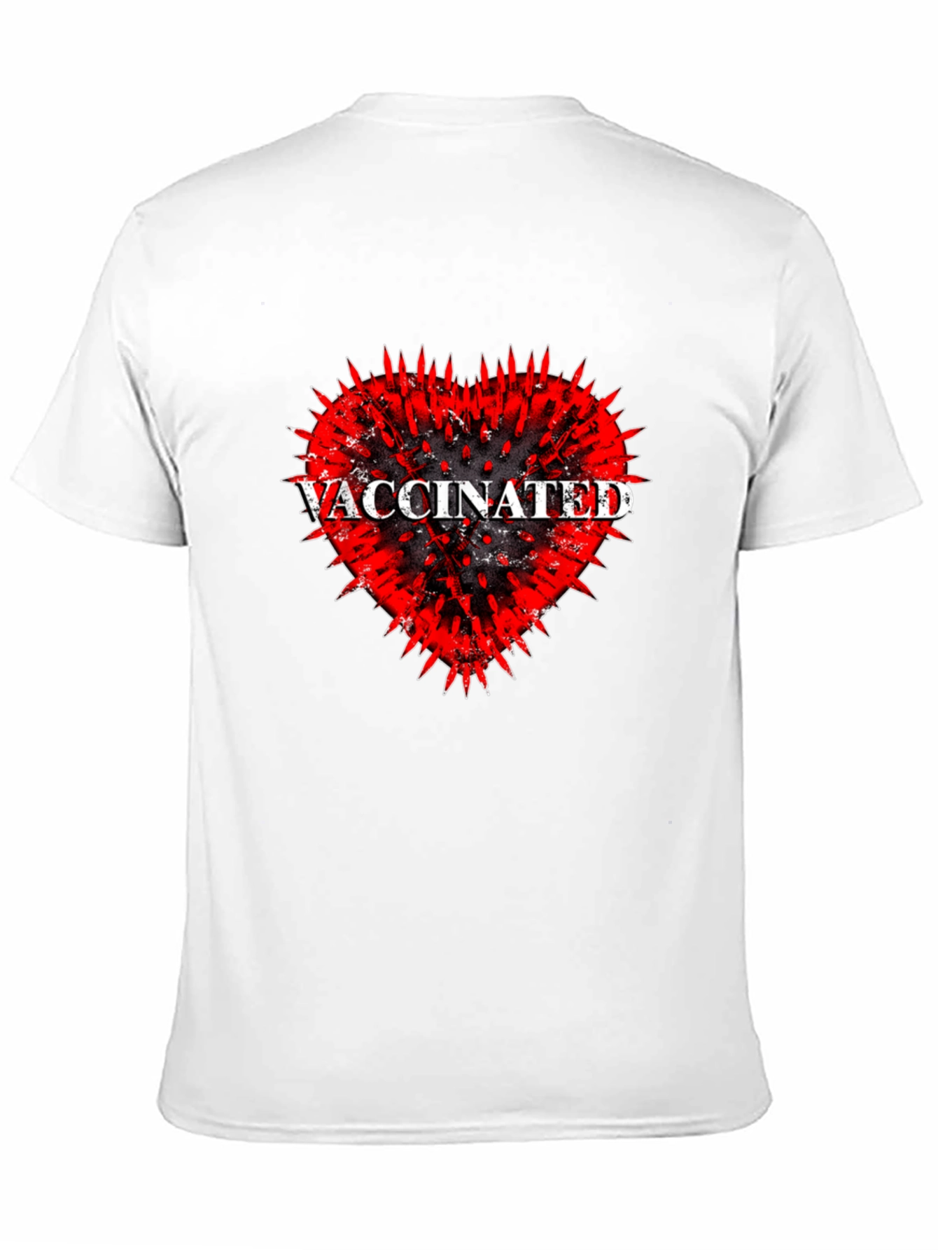 Vaccinated Heart Graphic Tee - Black Cotton T-Shirt