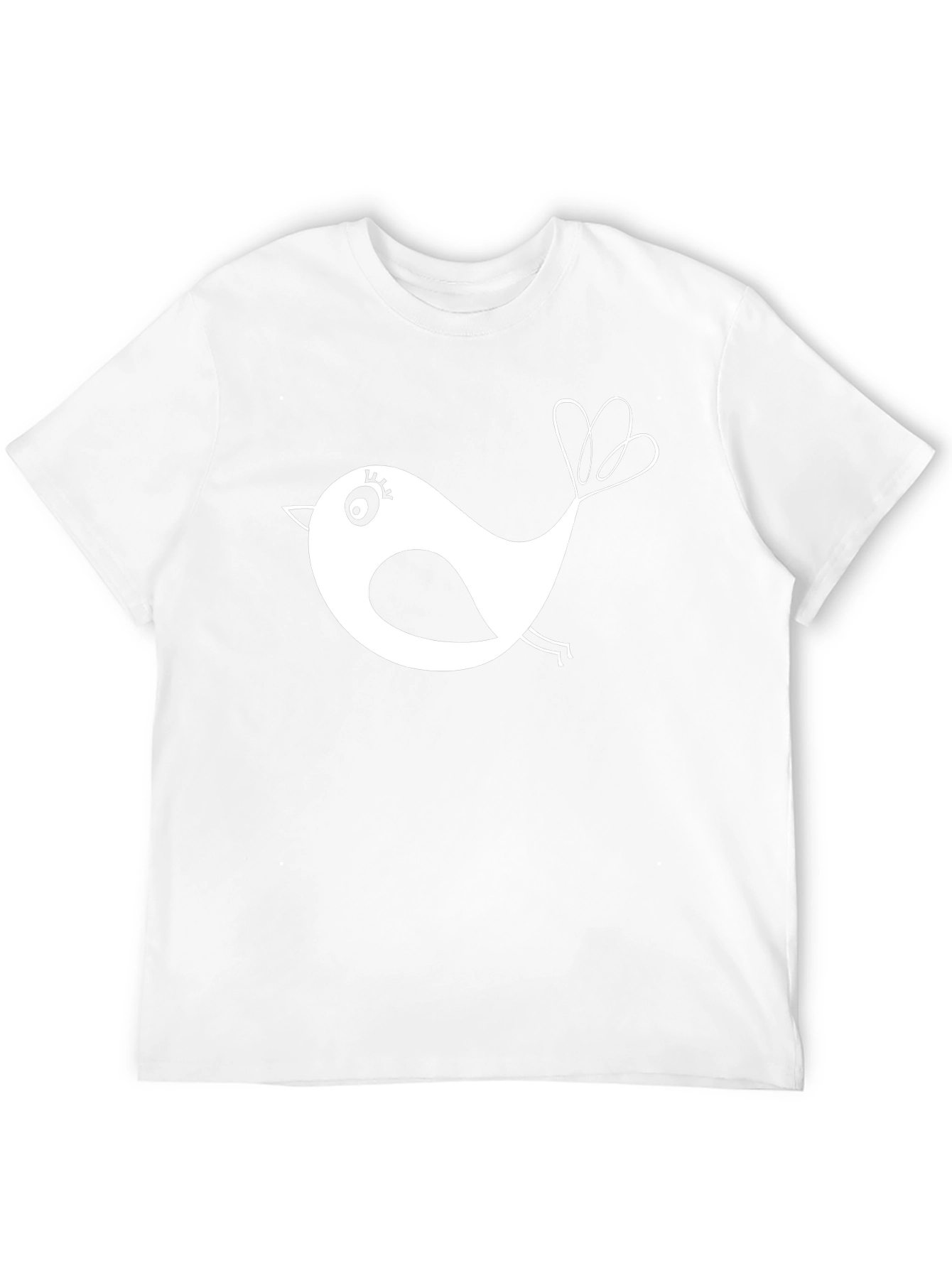 Black T-Shirt with Whimsical Bird Design