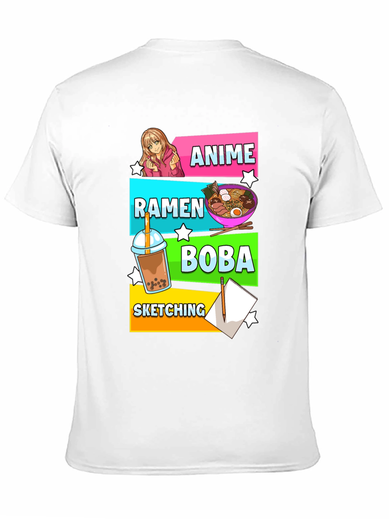 Anime Ramen Boba Sketching Graphic Tee