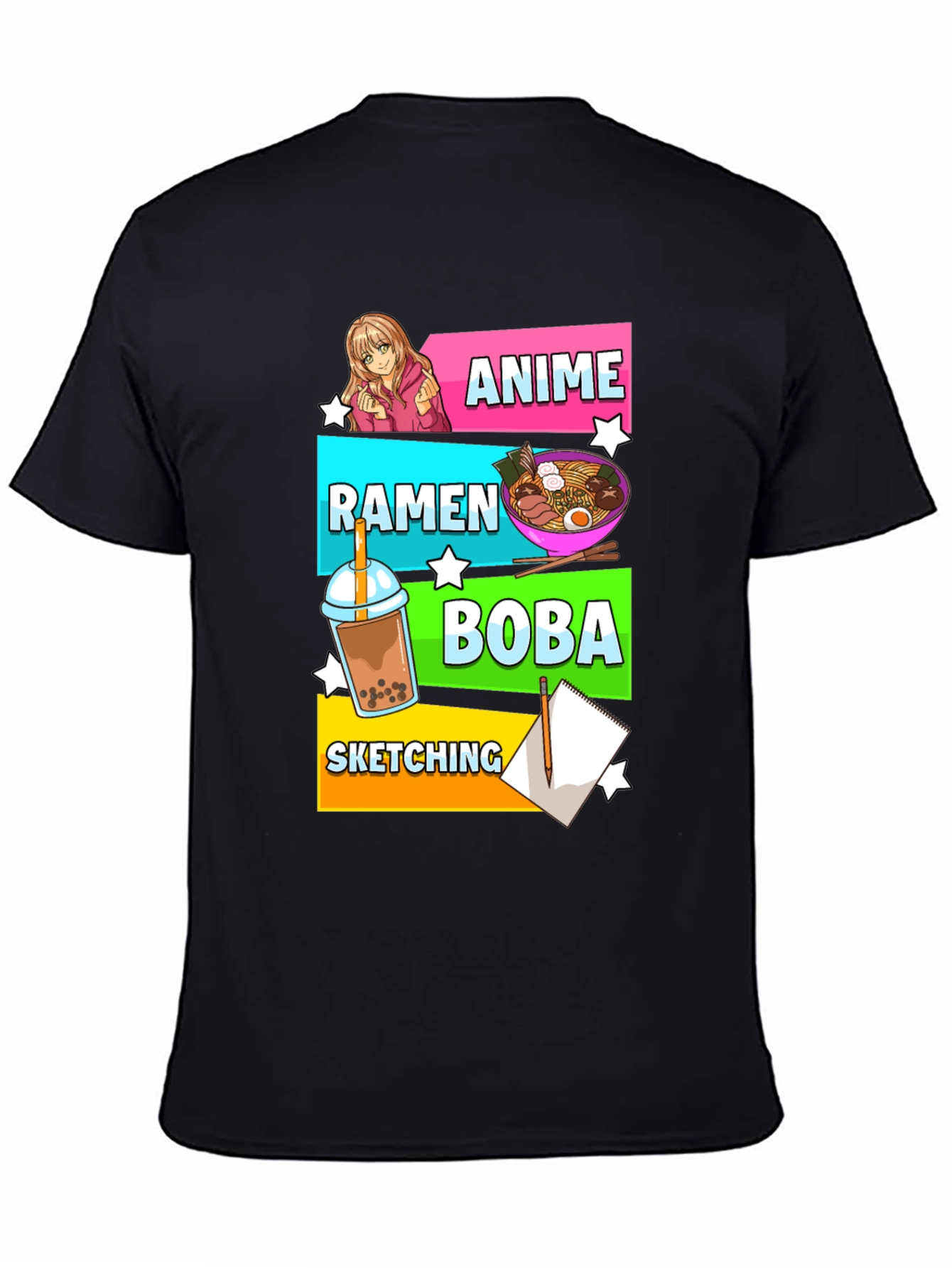 Anime Ramen Boba Sketching Graphic Tee
