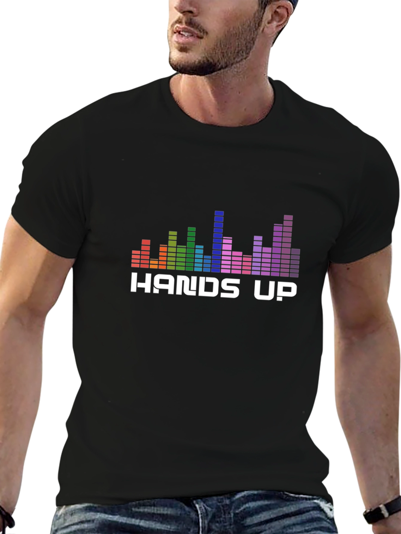 Hands Up Graphic T-Shirt - Music Equalizer Design