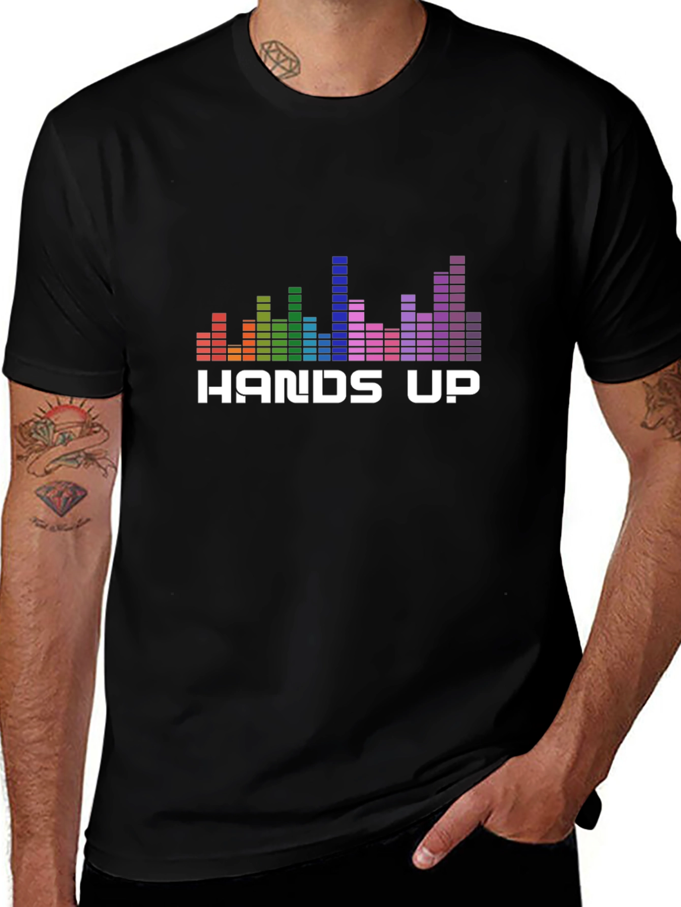 Hands Up Graphic T-Shirt - Music Equalizer Design