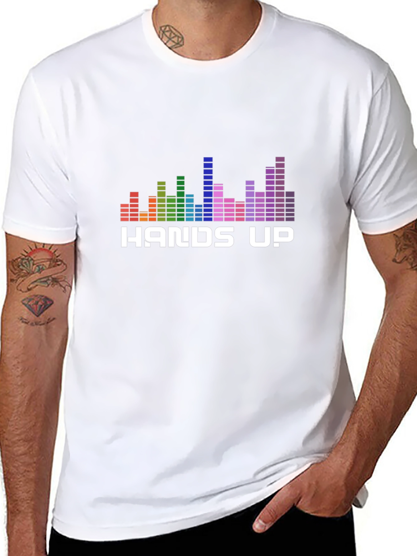 Hands Up Graphic T-Shirt - Music Equalizer Design