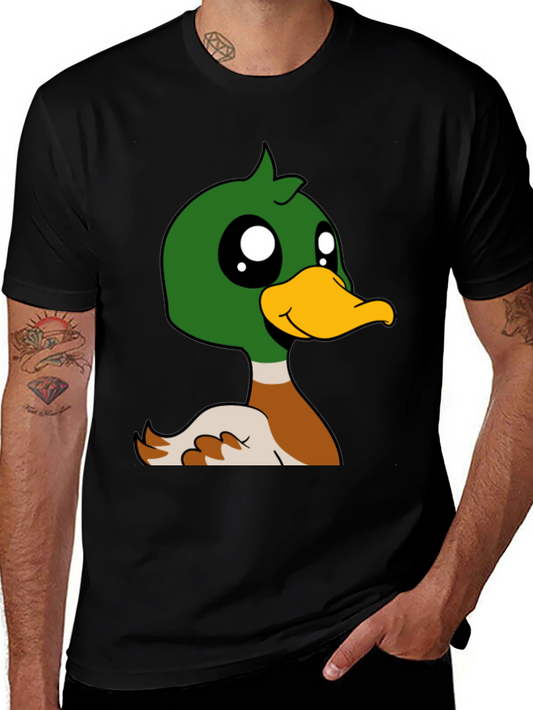 Duck Cartoon Graphic Black T-Shirt