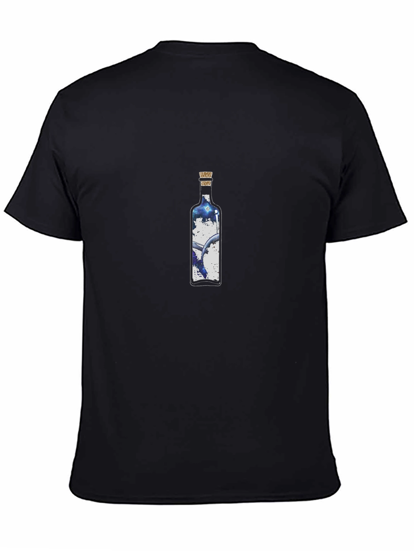 Mens Black T-shirt with Bottle Graphic