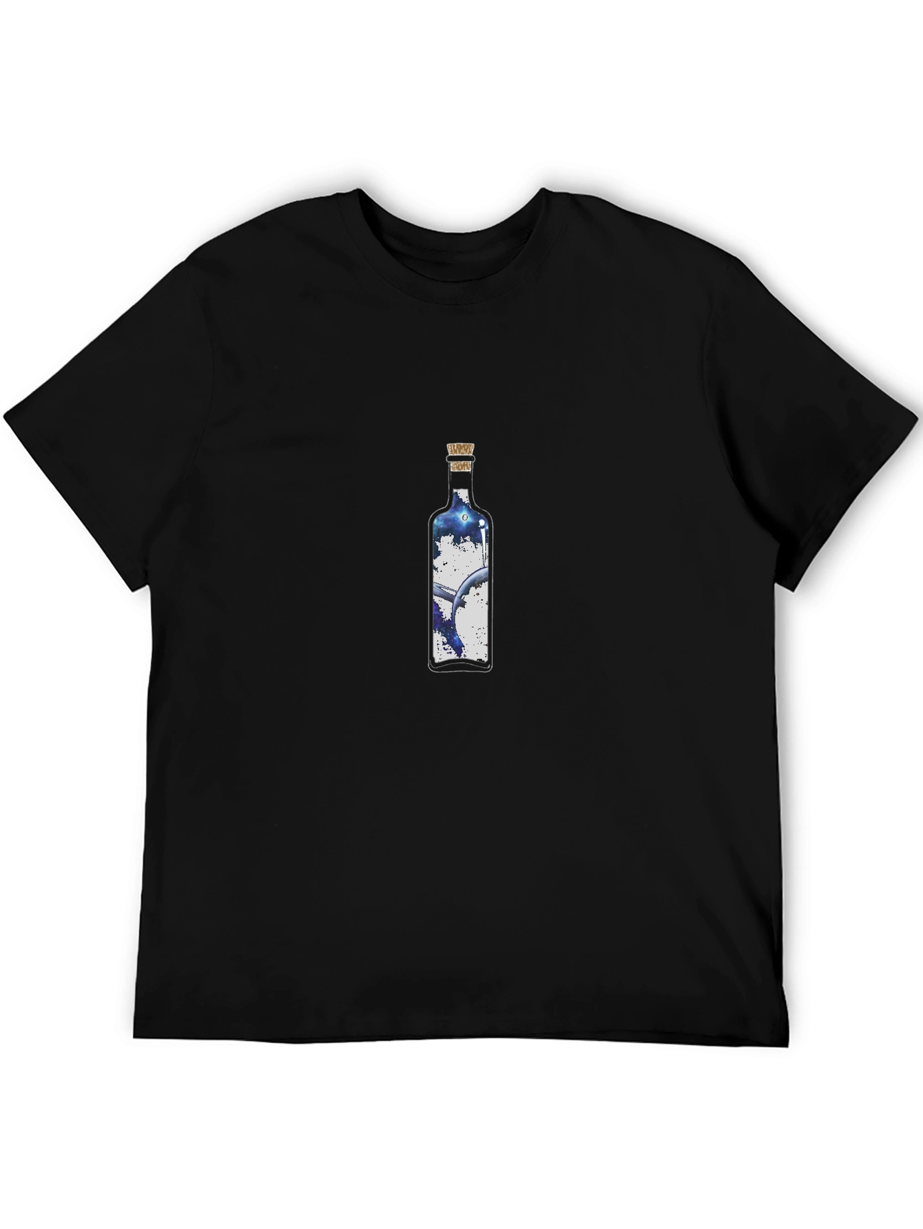 Mens Black T-shirt with Bottle Graphic