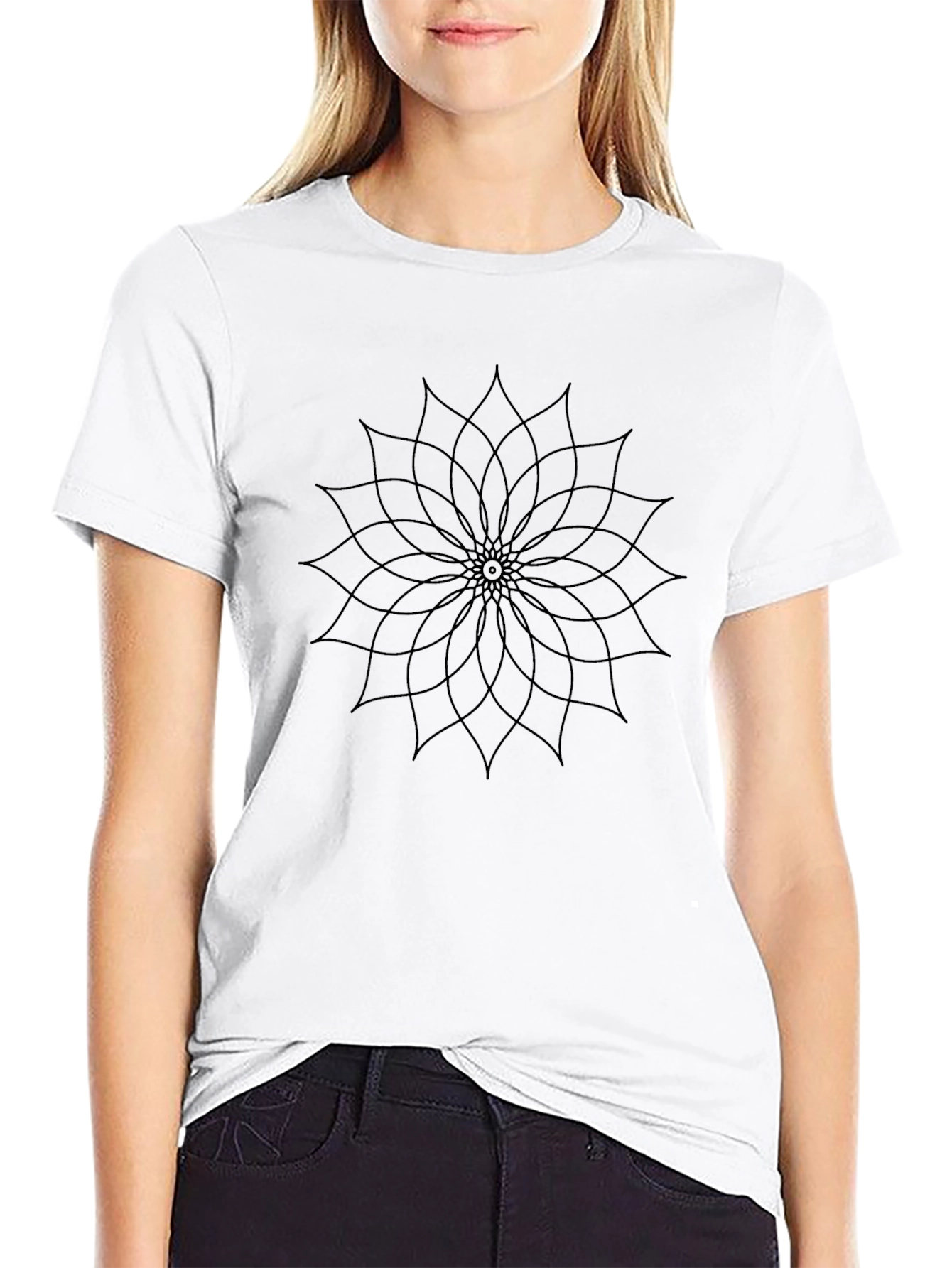 Geometric Mandala Graphic Black T-Shirt