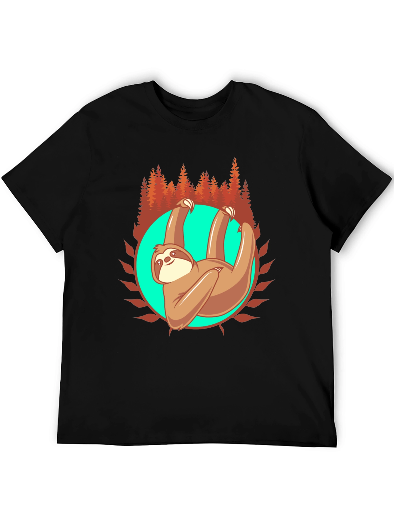Sloth in Nature Graphic T-Shirt - Black
