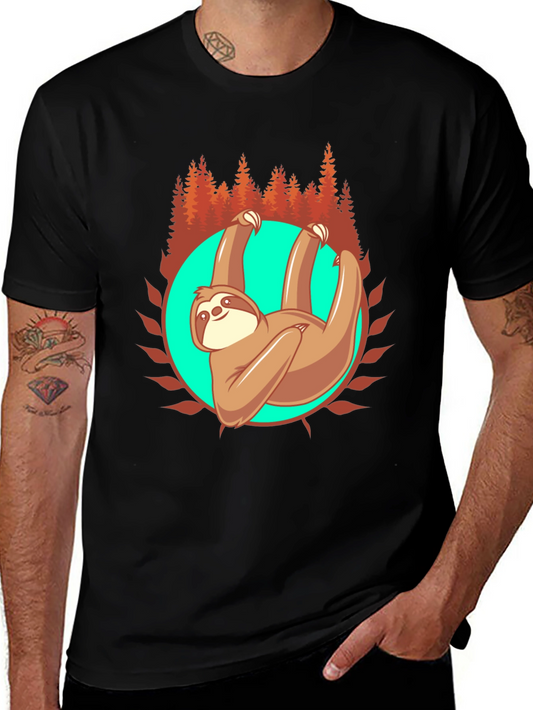 Sloth in Nature Graphic T-Shirt - Black