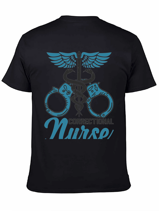 Correctional Nurse T-Shirt - Caduceus Handcuffs Design