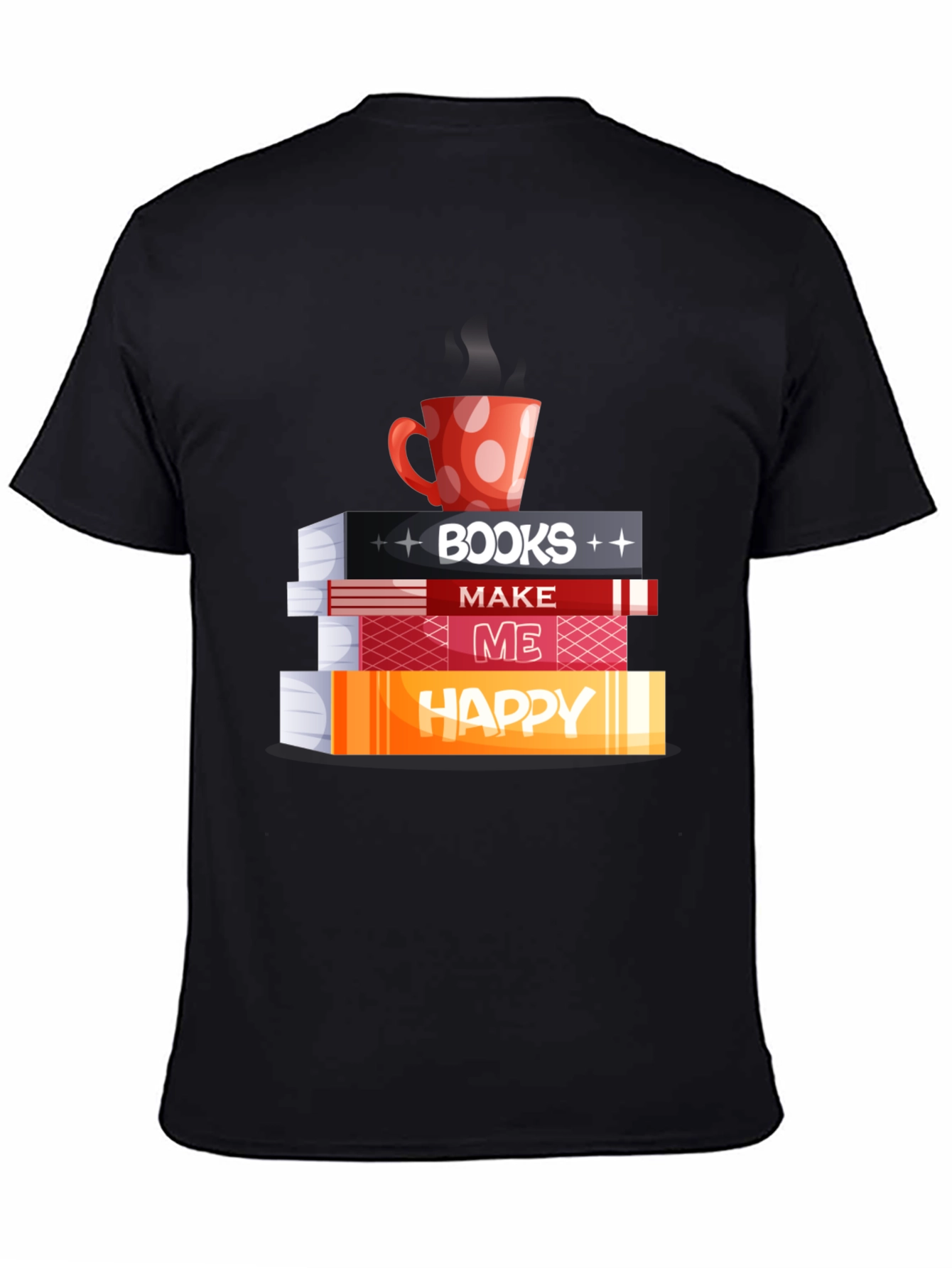 Book Lover Tee: Books Coffee and Happiness!