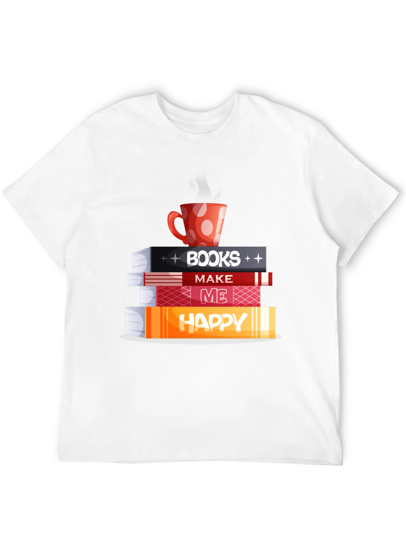 Book Lover Tee: Books Coffee and Happiness!