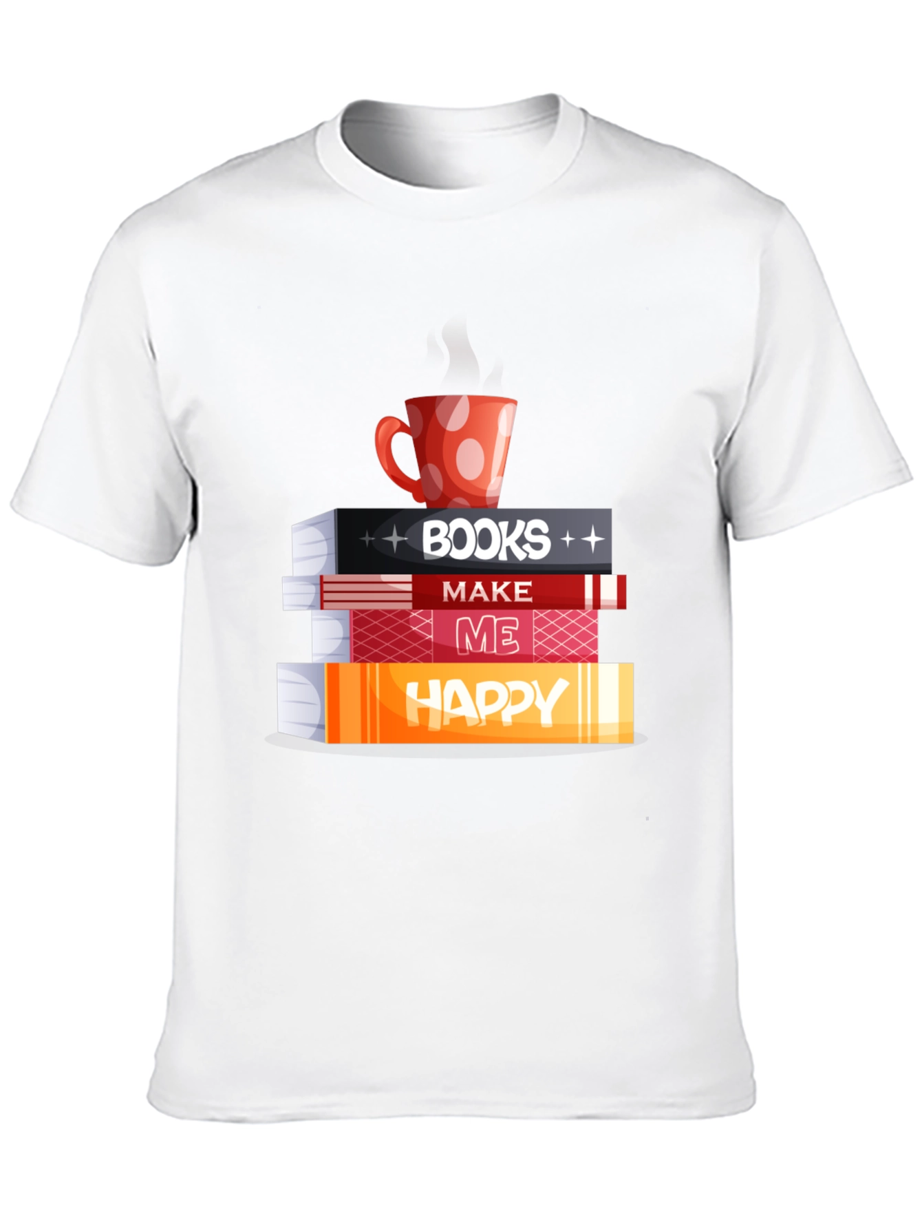 Book Lover Tee: Books Coffee and Happiness!