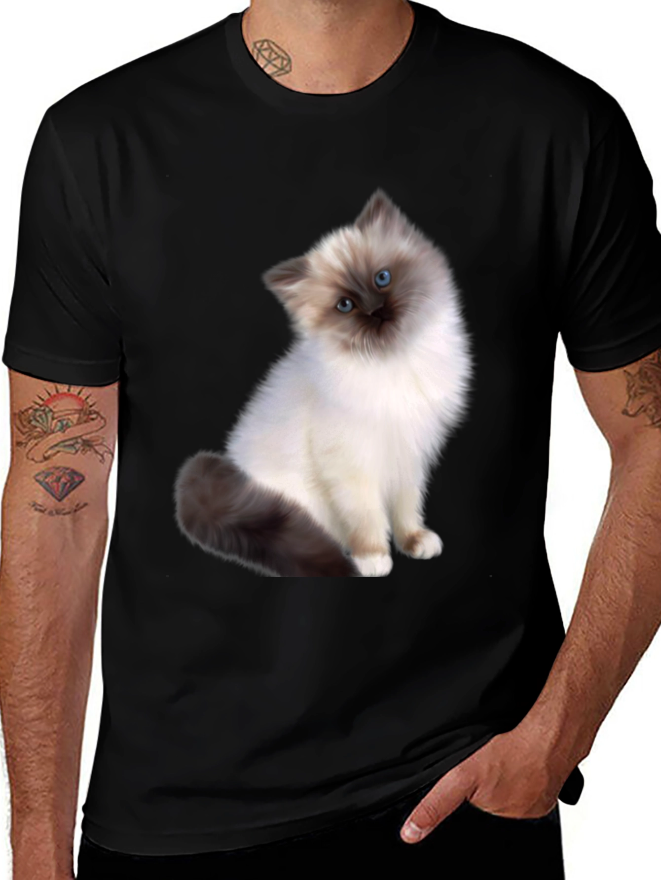 Cute Cat Graphic Tee - Unisex Black T-Shirt