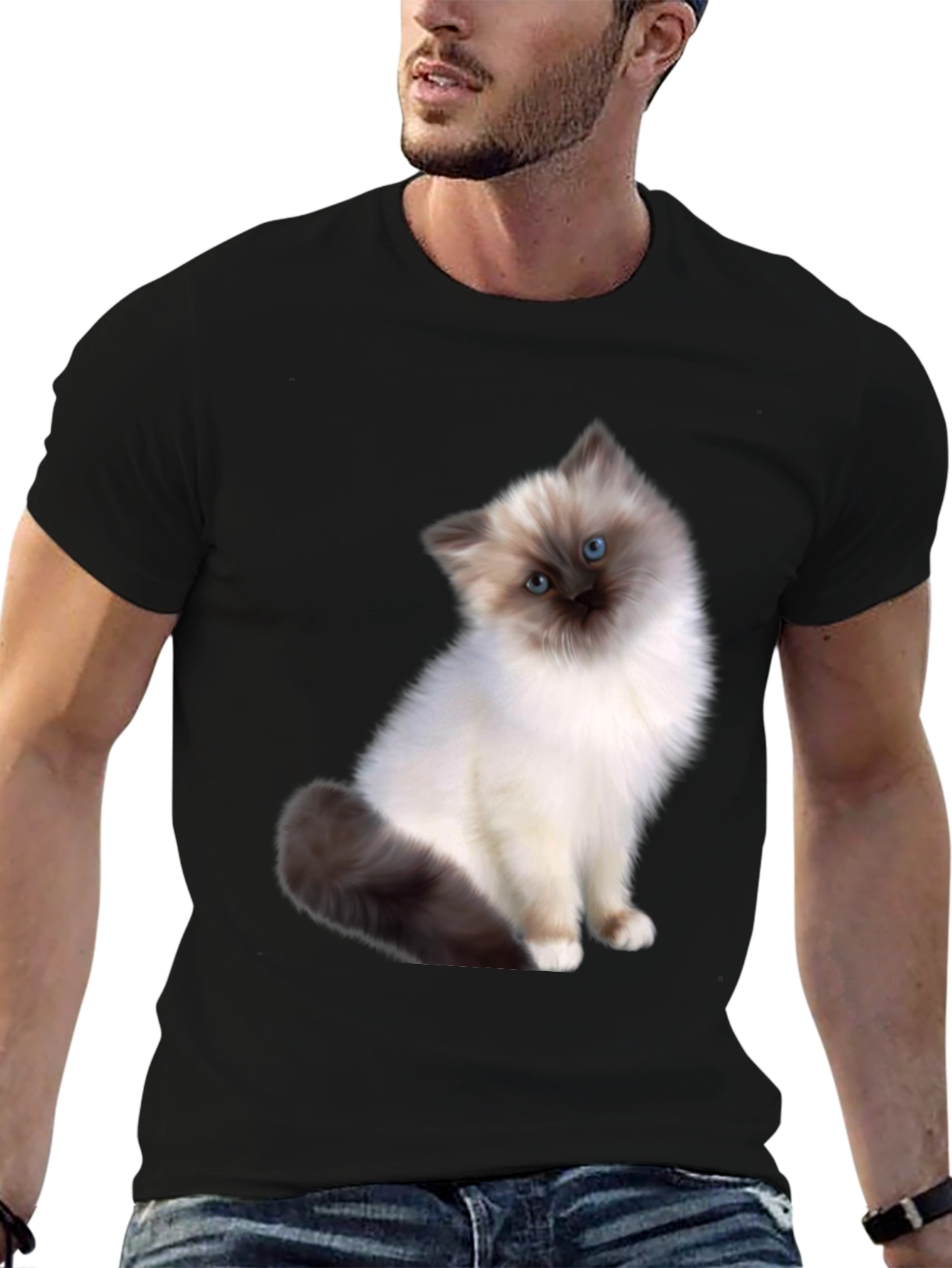 Cute Cat Graphic Tee - Unisex Black T-Shirt