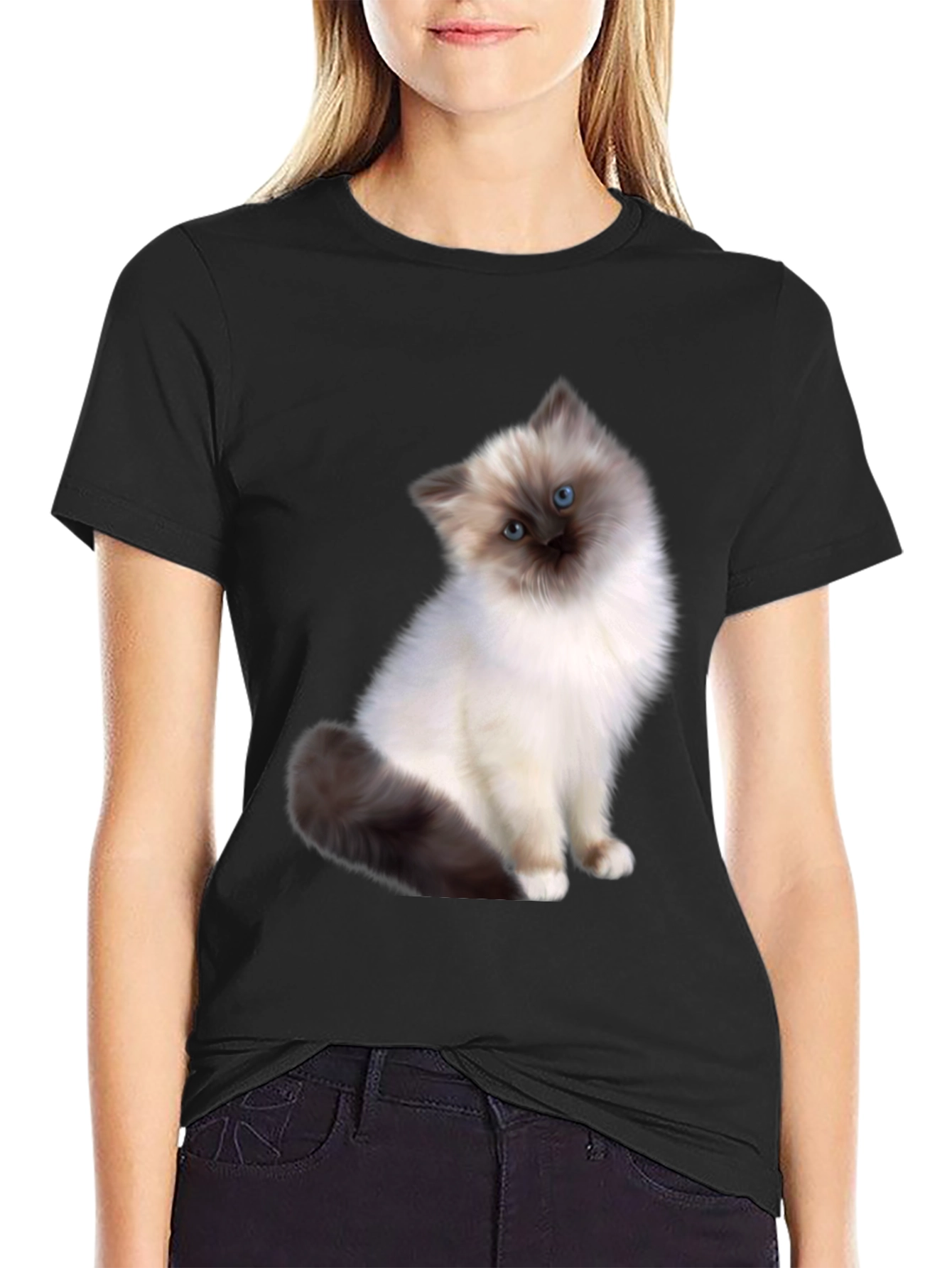 Cute Cat Graphic Tee - Unisex Black T-Shirt