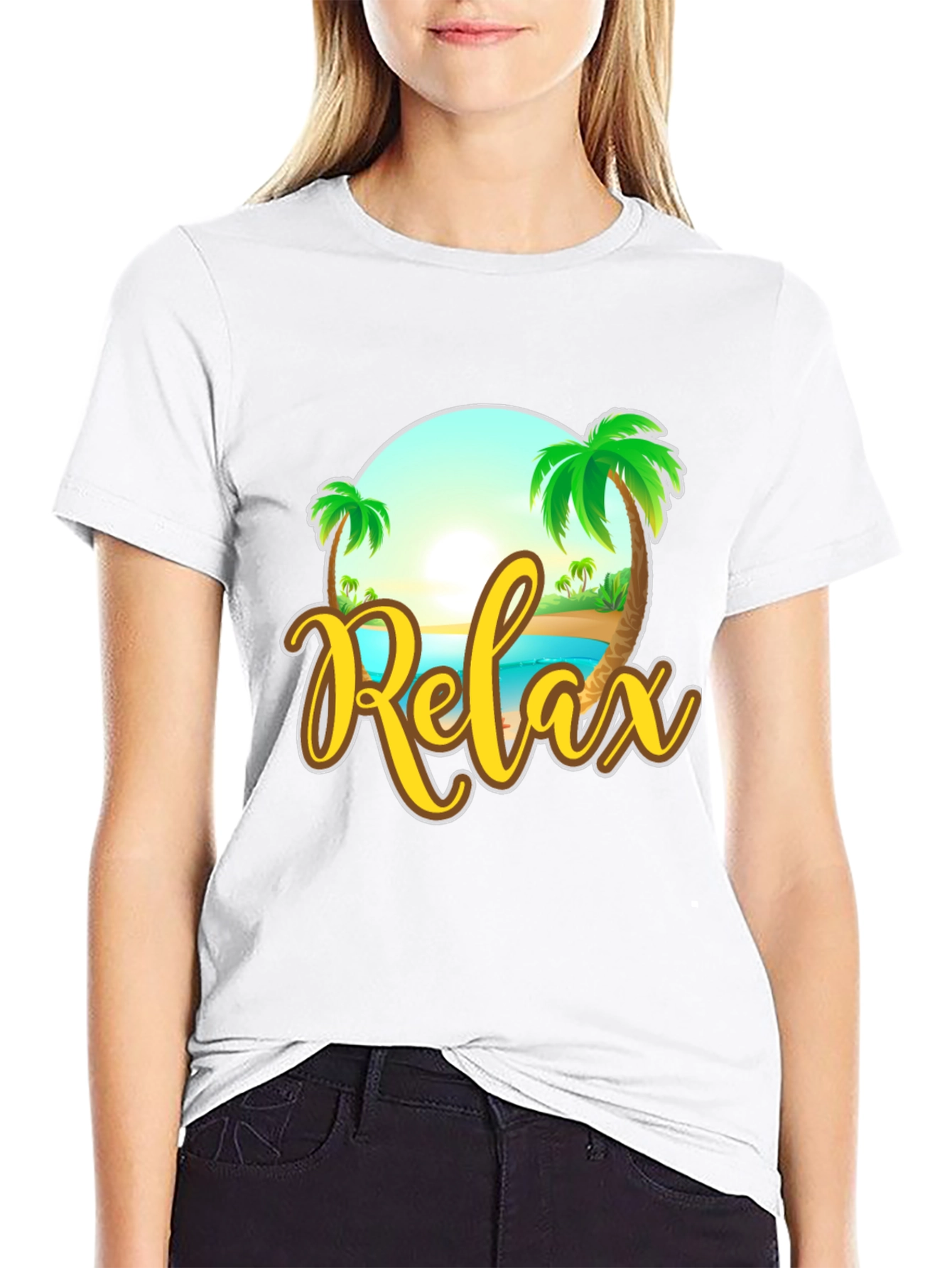 Relax Beach Graphic Black T-Shirt