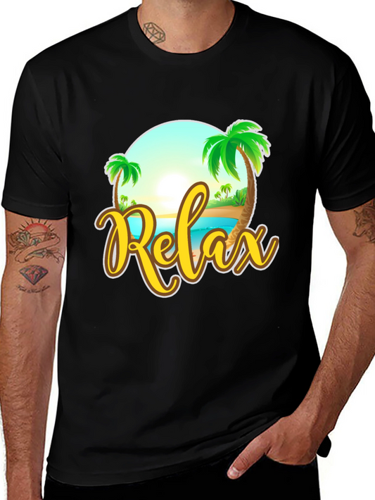 Relax Beach Graphic Black T-Shirt