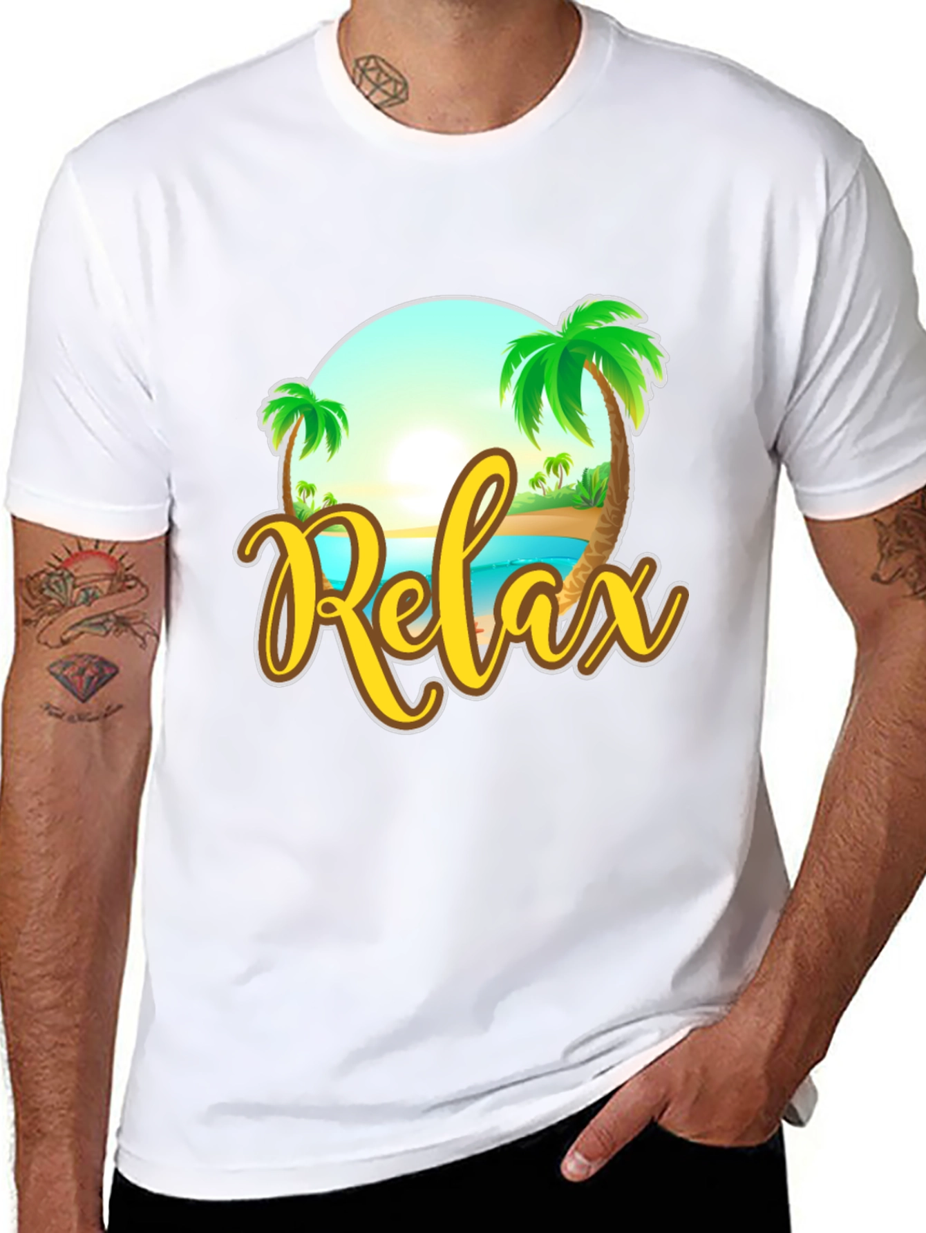 Relax Beach Graphic Black T-Shirt