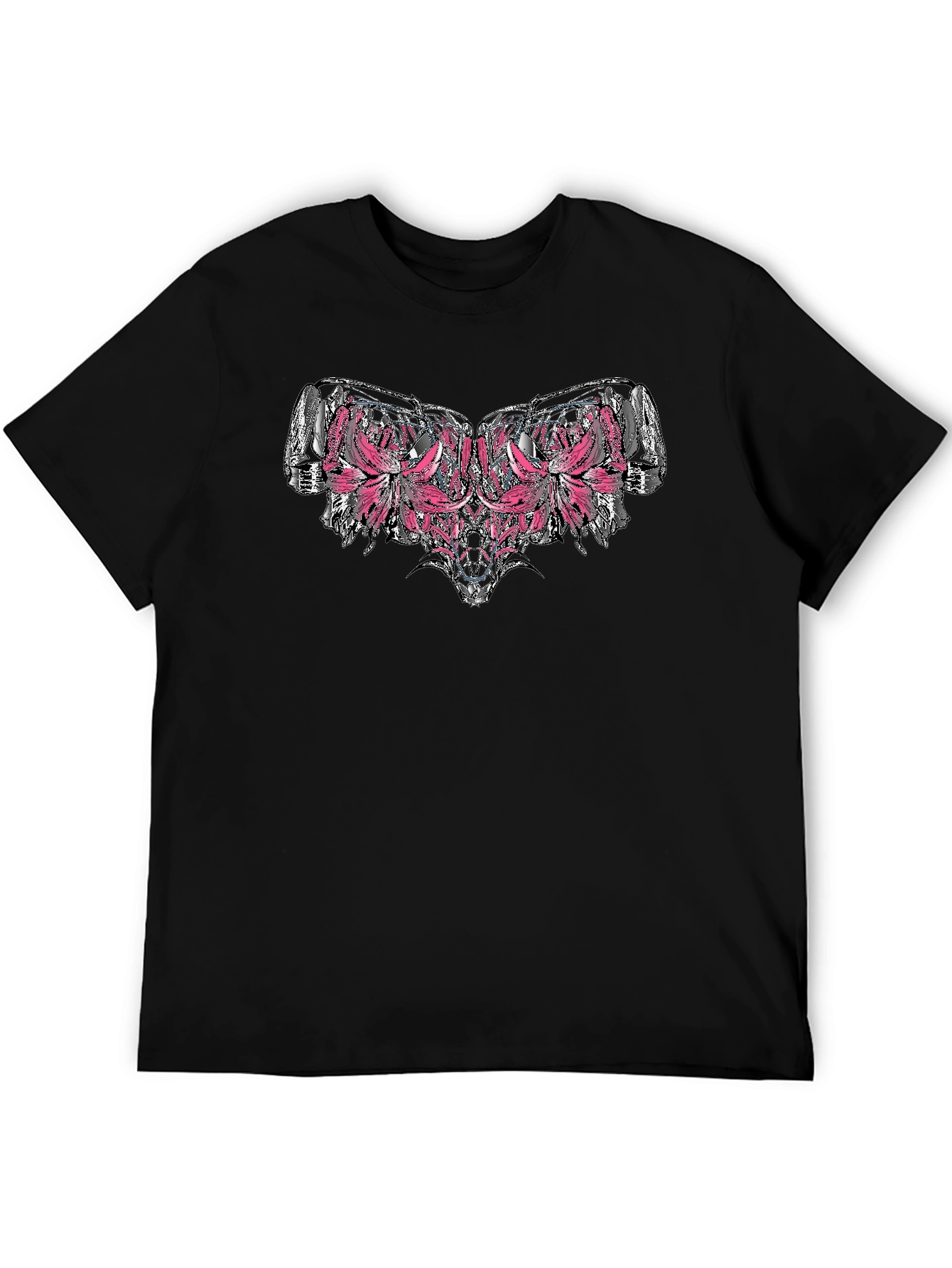 Abstract Floral Graphic Print Black T-Shirt