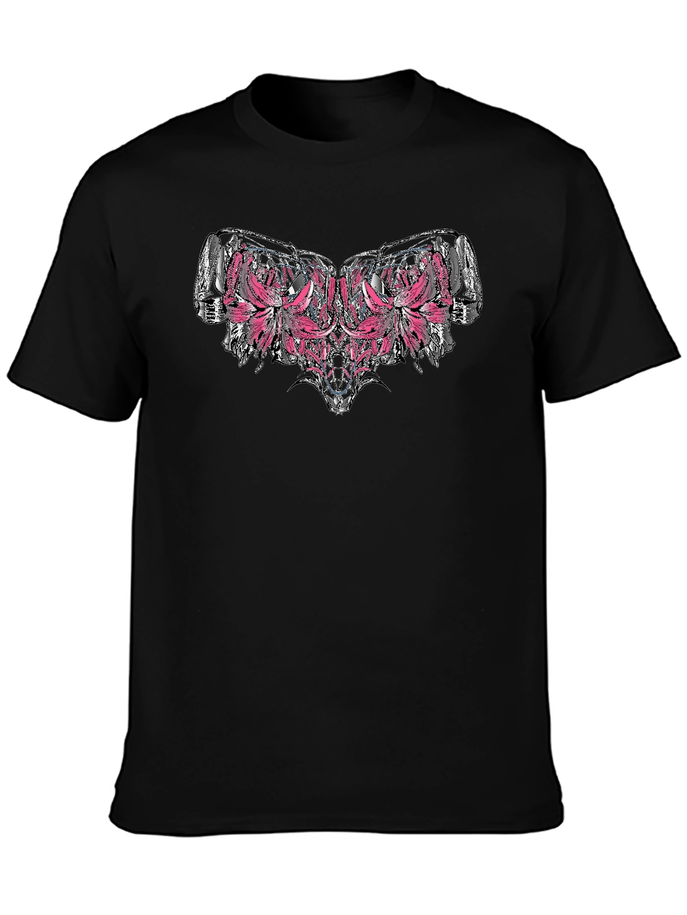 Abstract Floral Graphic Print Black T-Shirt