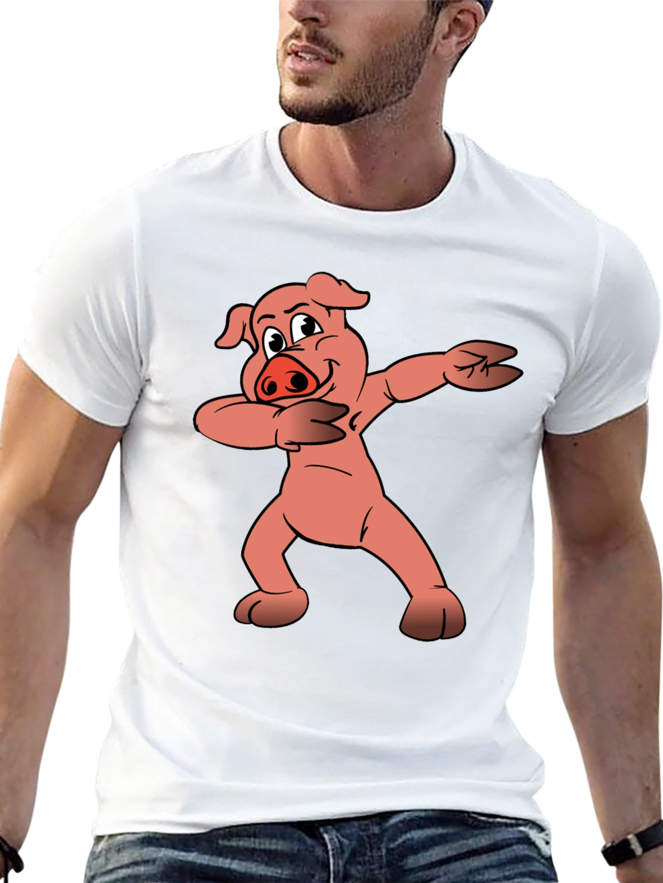 Dabbing Pig Graphic Tee - Trendy Black T-Shirt