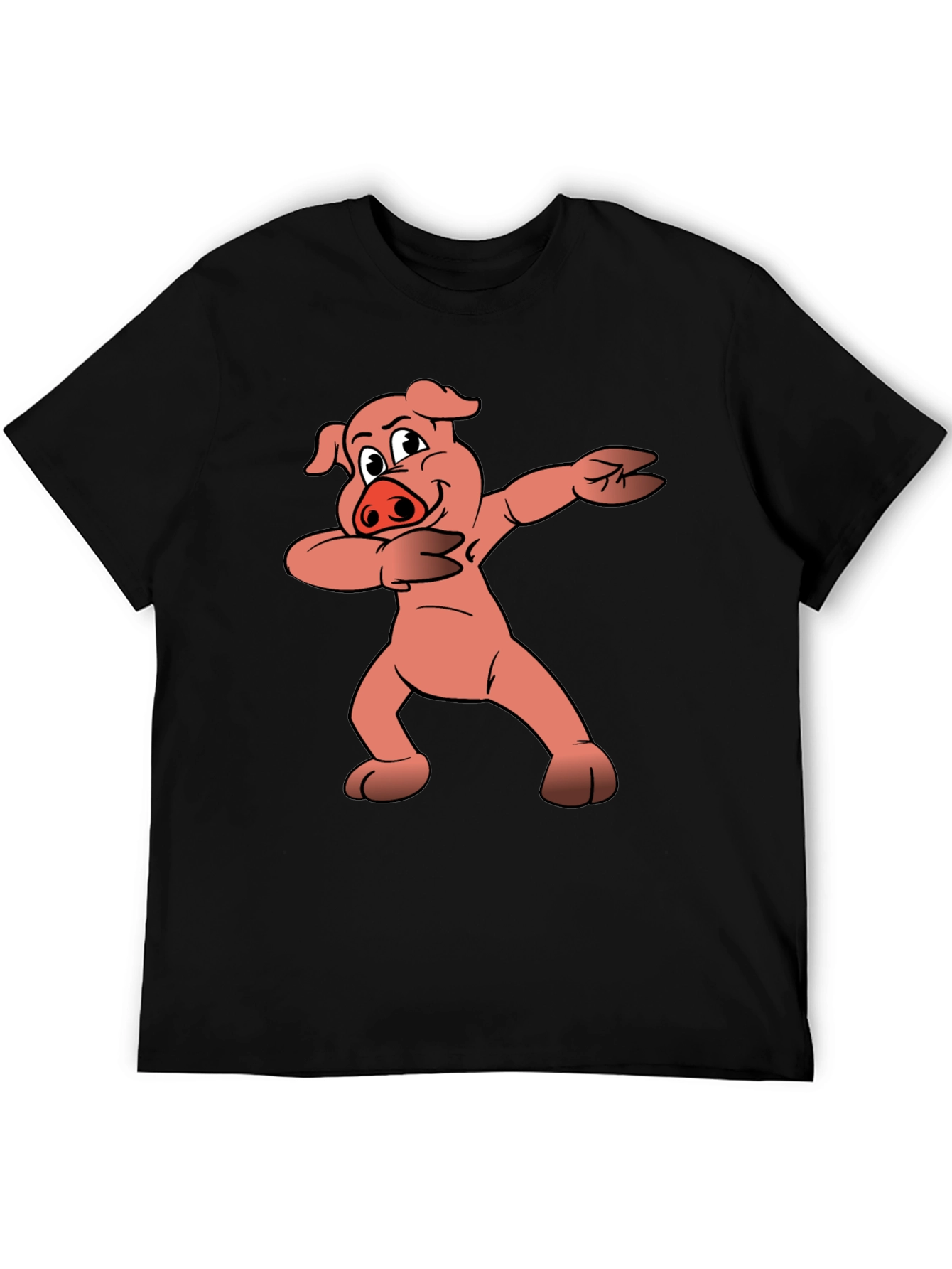 Dabbing Pig Graphic Tee - Trendy Black T-Shirt