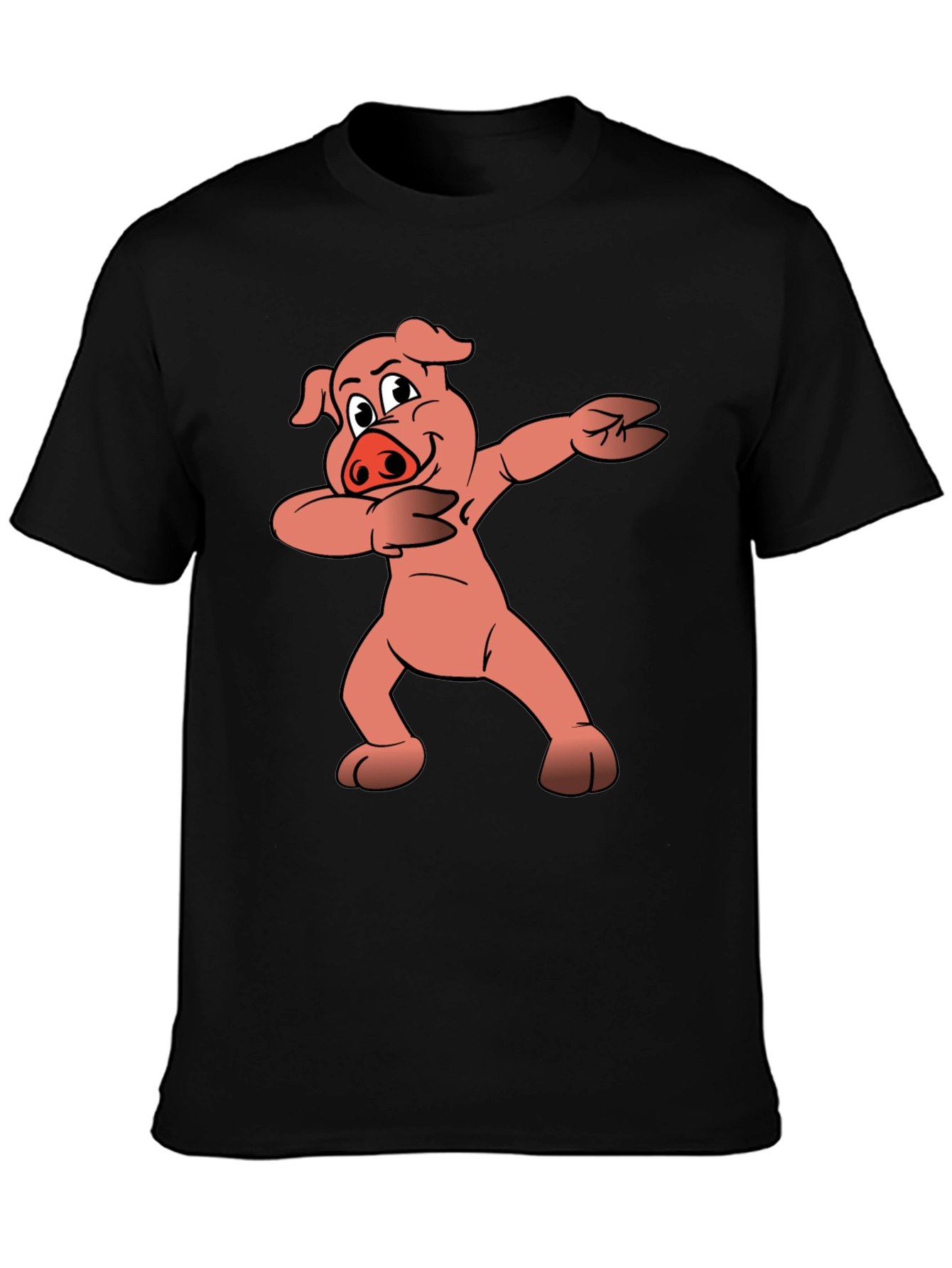 Dabbing Pig Graphic Tee - Trendy Black T-Shirt