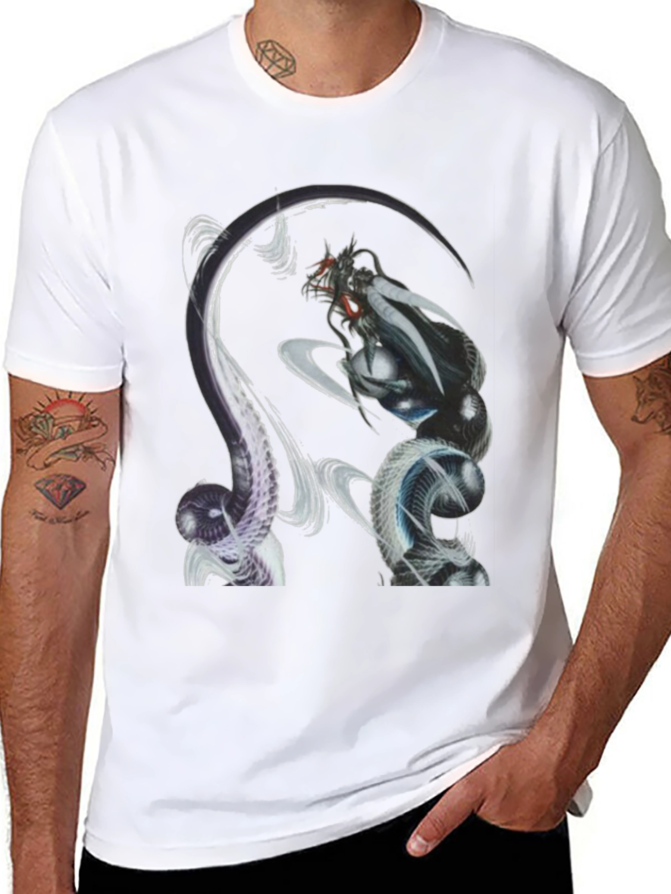 Fantasy Creature Graphic Tee - Mens Black T-Shirt