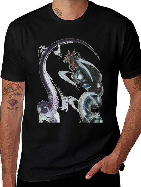 Fantasy Creature Graphic Tee - Mens Black T-Shirt