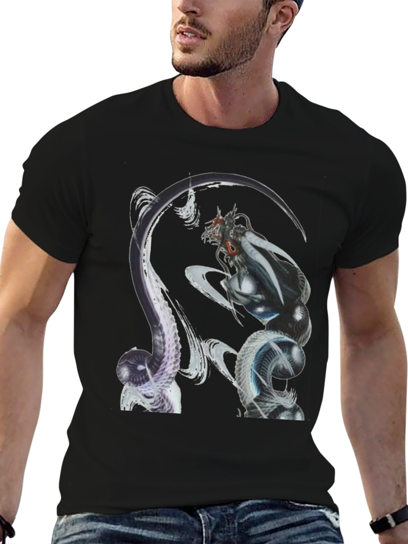 Fantasy Creature Graphic Tee - Mens Black T-Shirt