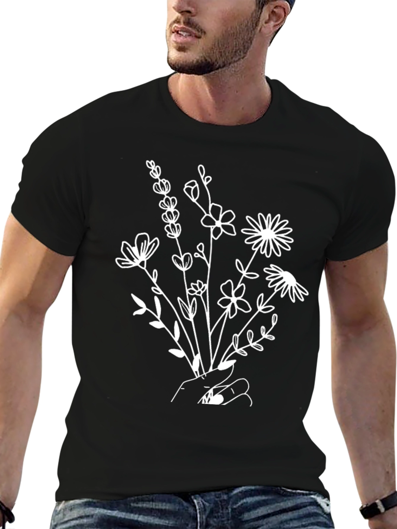 Floral Bouquet Graphic Tee - Black