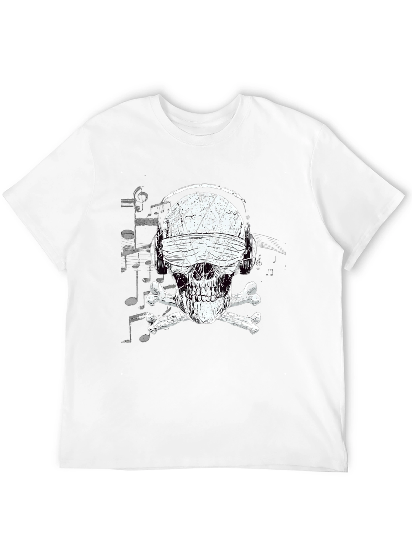 Skull DJ Graphic Tee - Black Cotton T-Shirt
