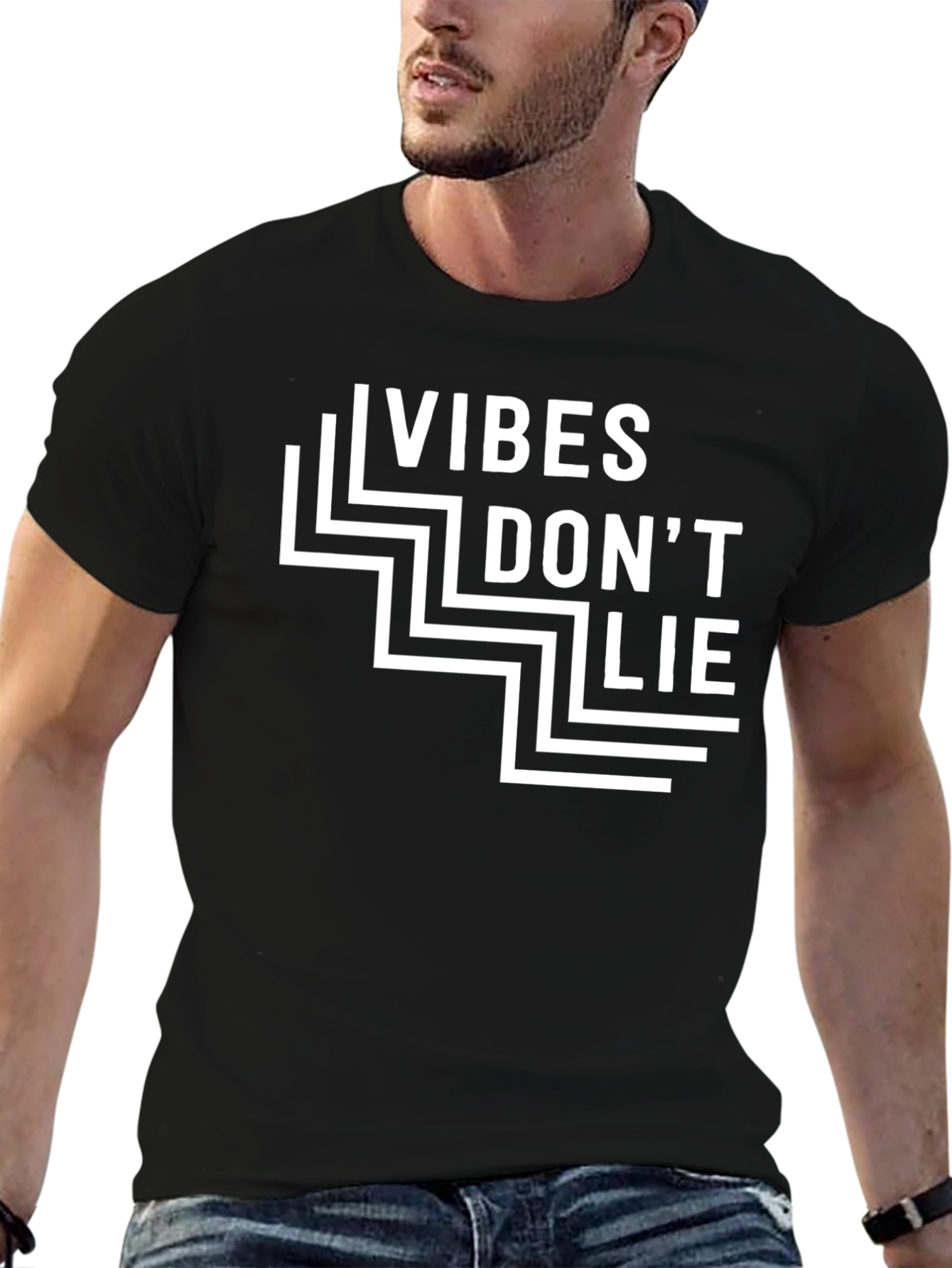 Vibes Dont Lie Graphic Tee - Modern Black T-Shirt