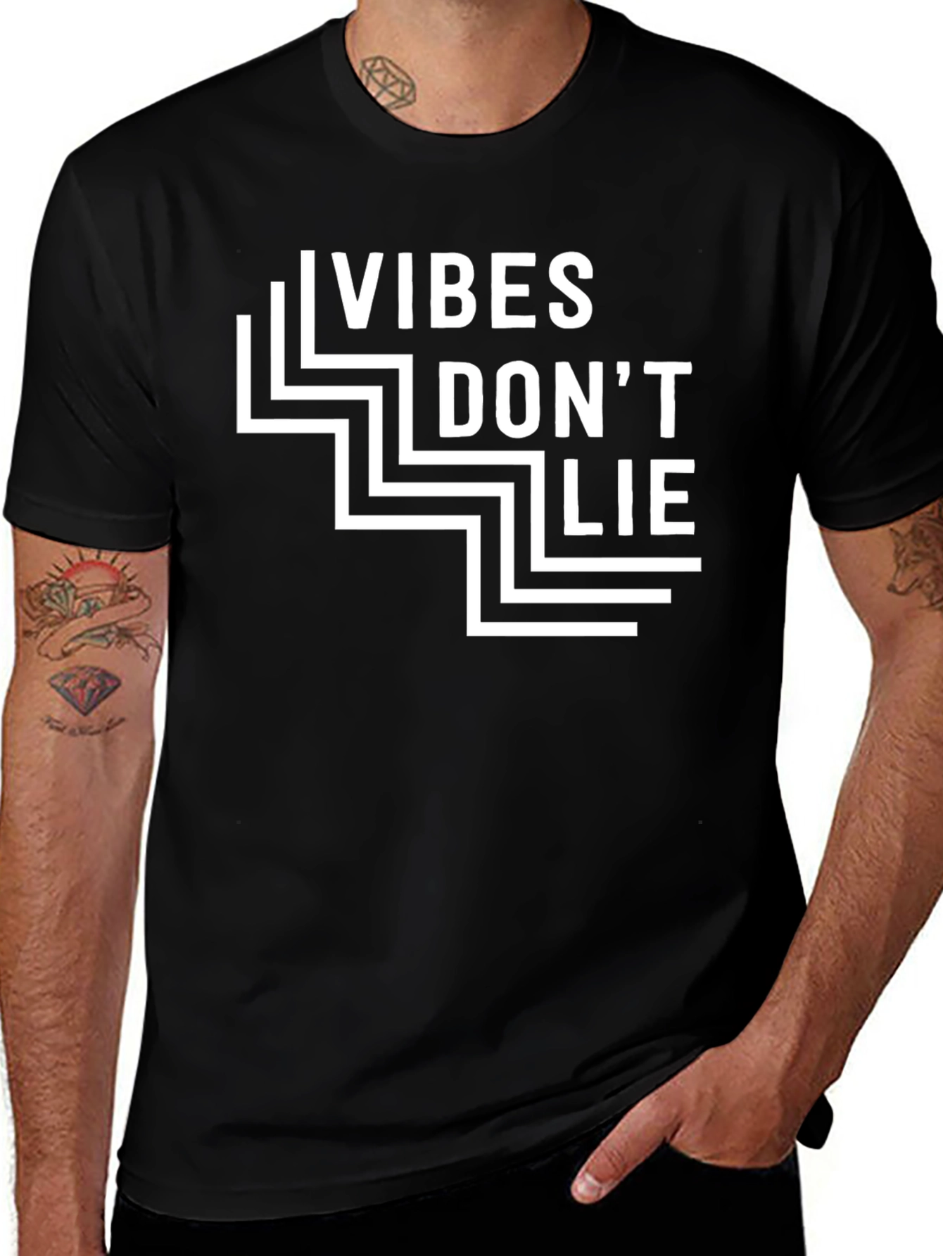 Vibes Dont Lie Graphic Tee - Modern Black T-Shirt