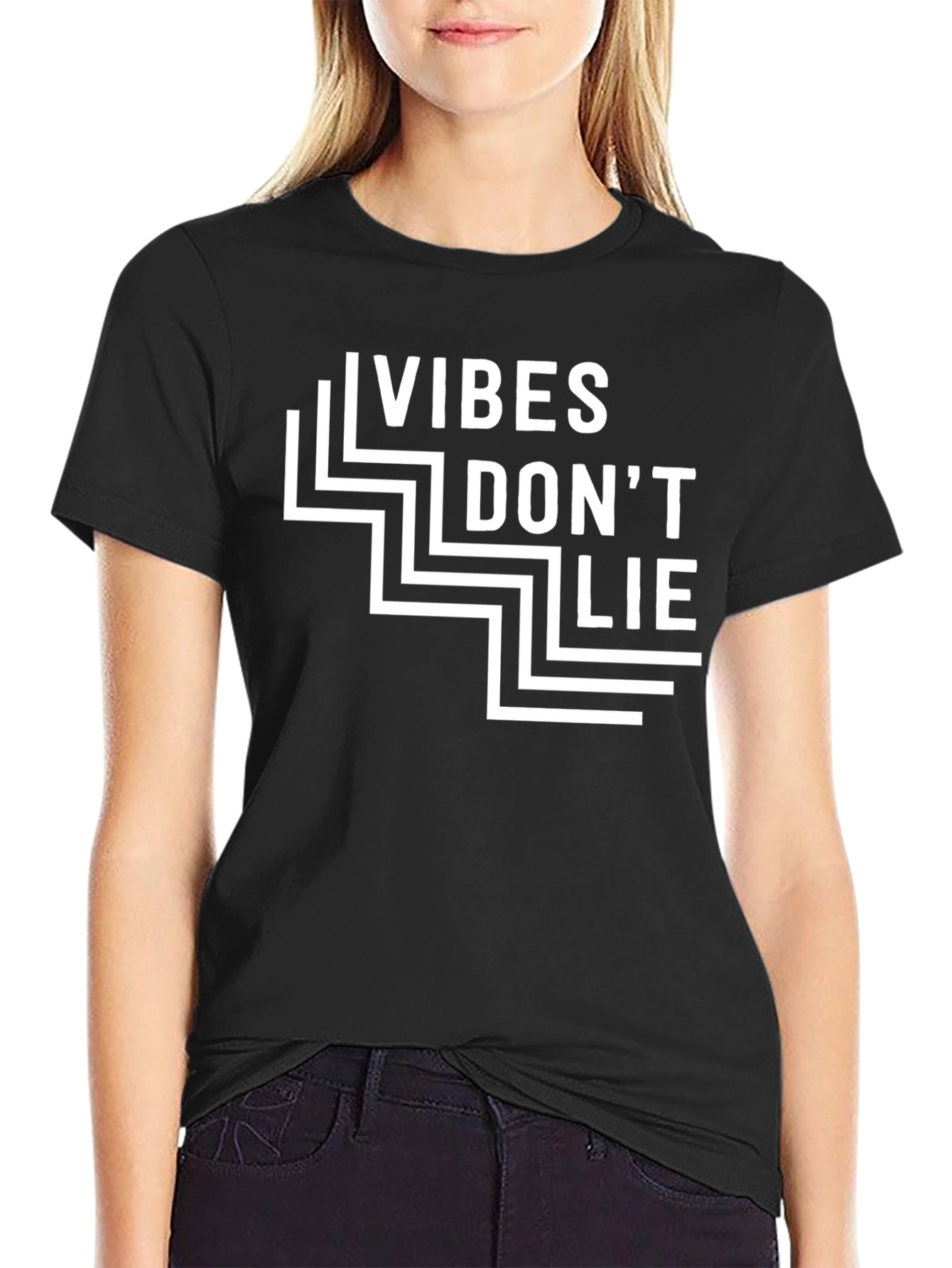 Vibes Dont Lie Graphic Tee - Modern Black T-Shirt