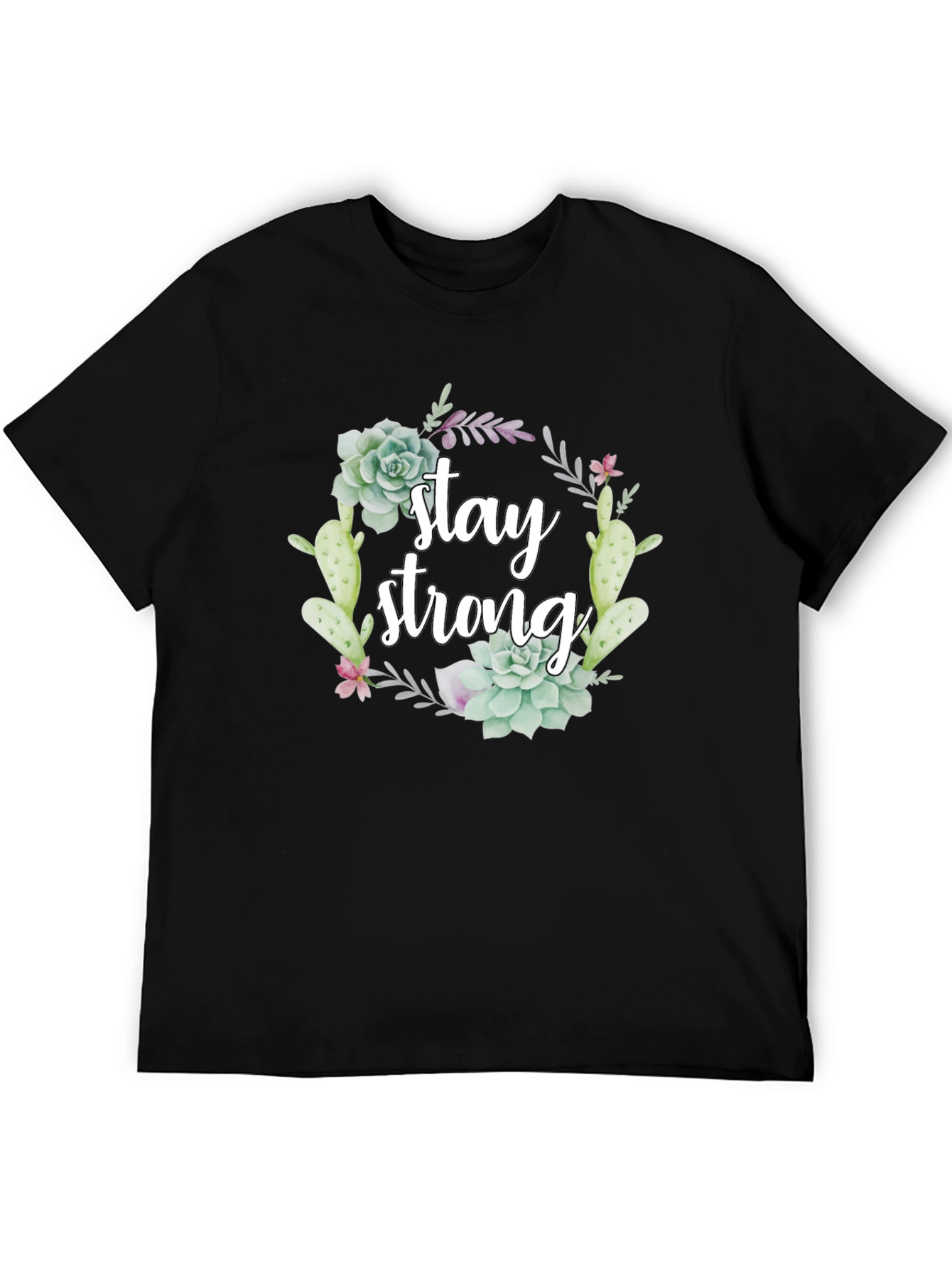 Stay Strong Succulent T-Shirt - Black