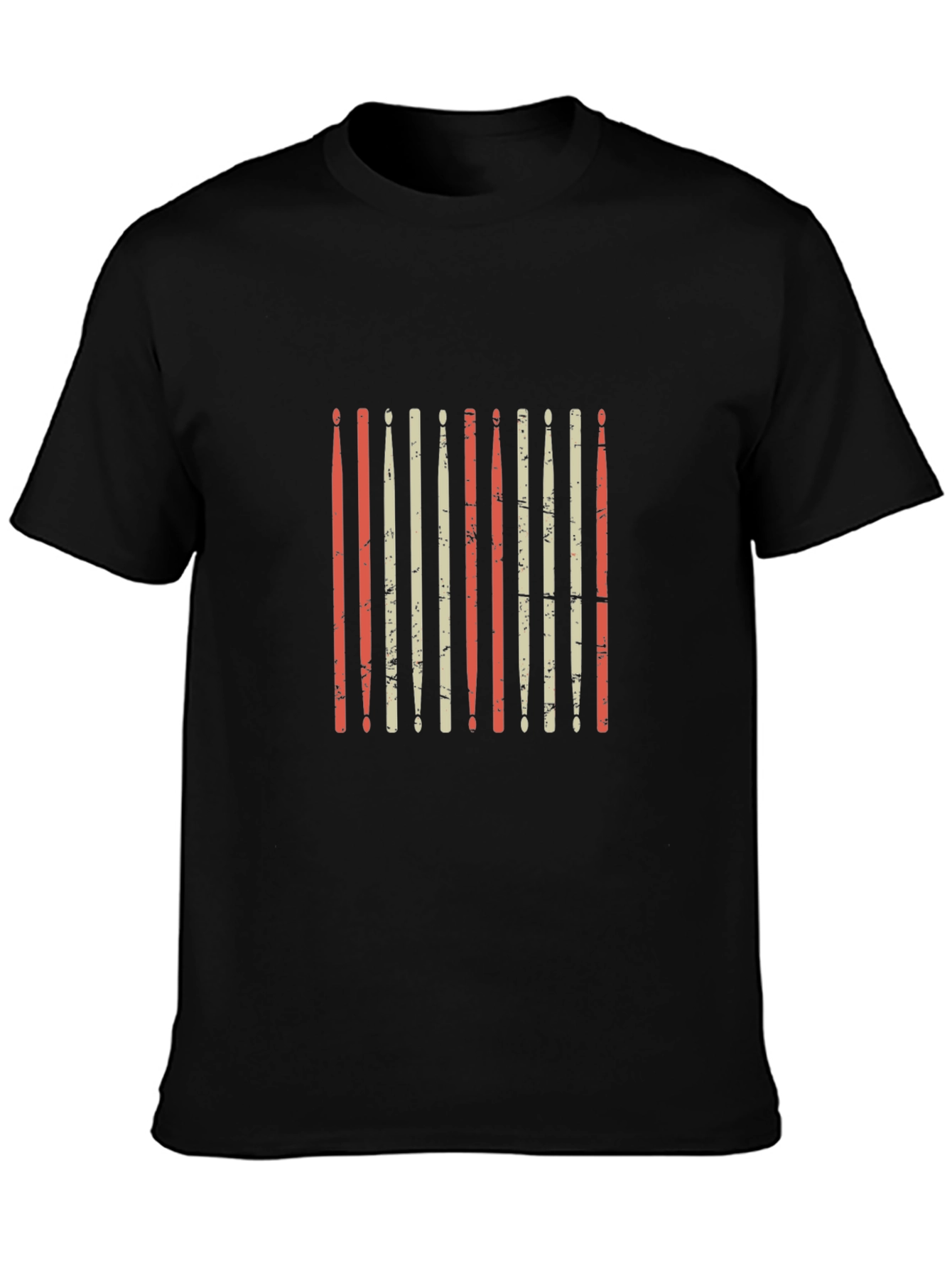Retro Drum Sticks Graphic Tee - Black