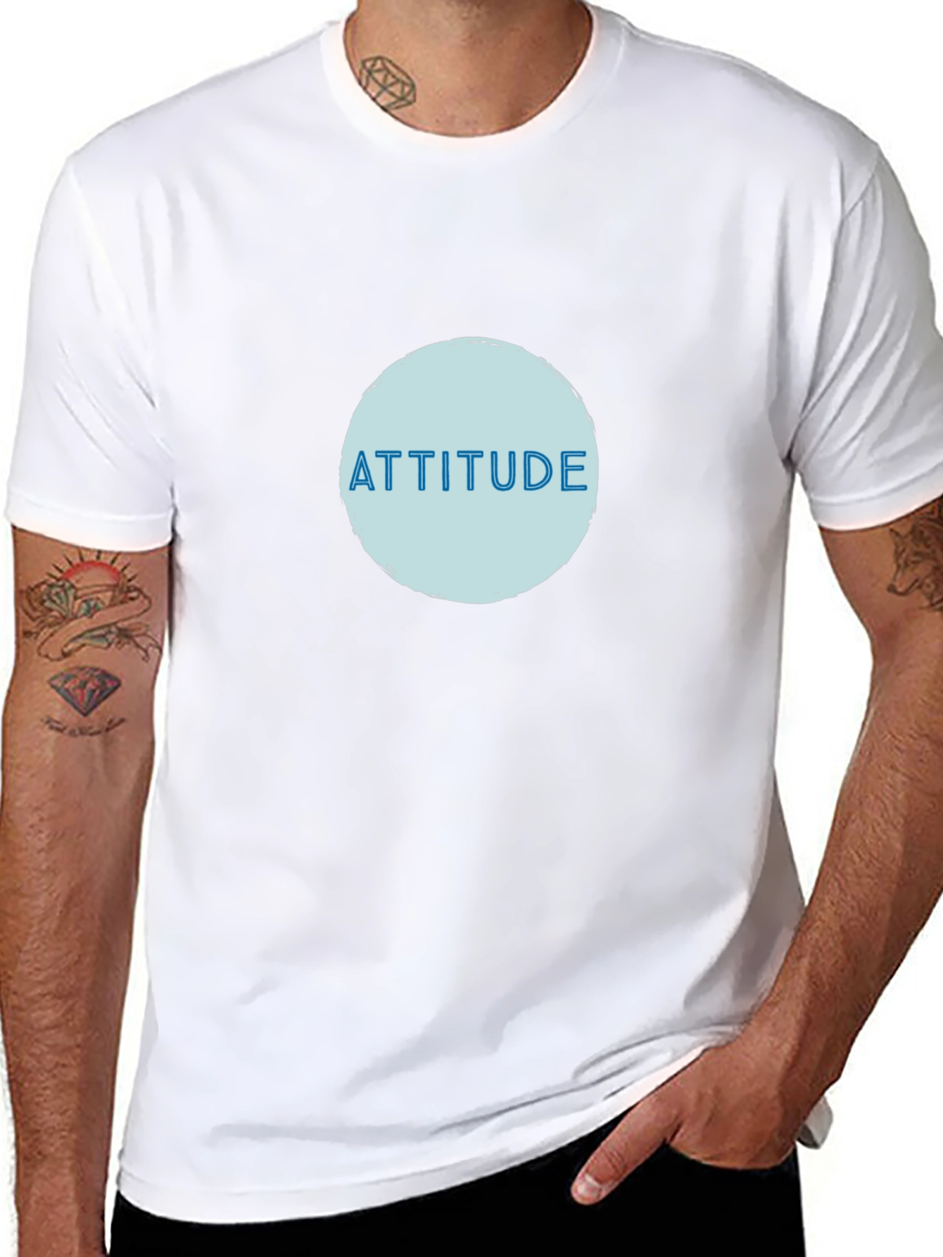 Attitude Graphic Print T-Shirt - Black