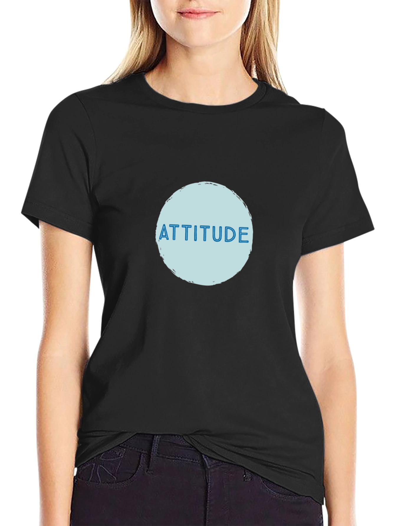 Attitude Graphic Print T-Shirt - Black