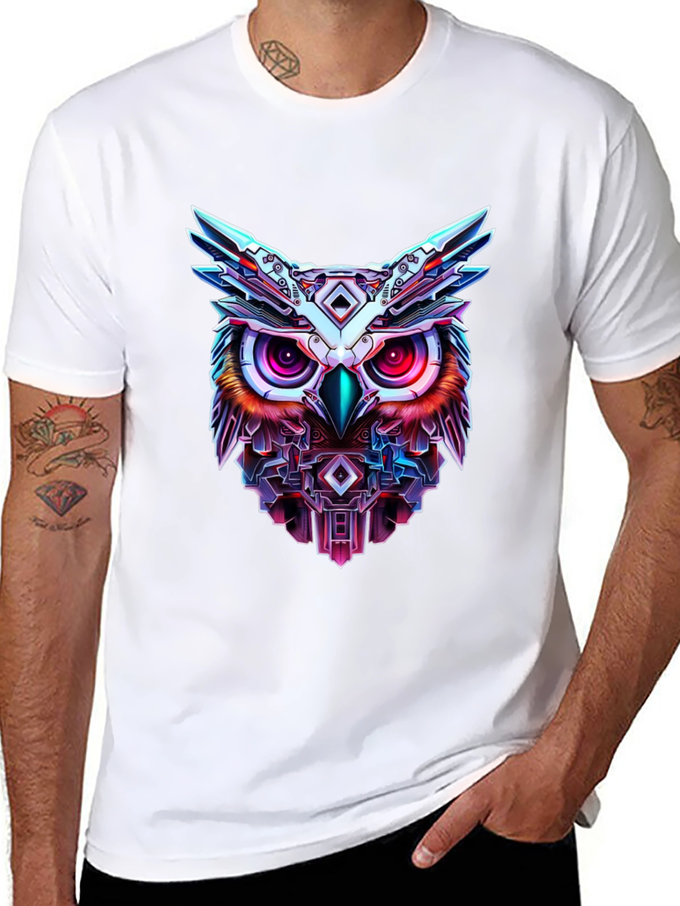 Cyberpunk Owl Graphic T-Shirt - Unique Design