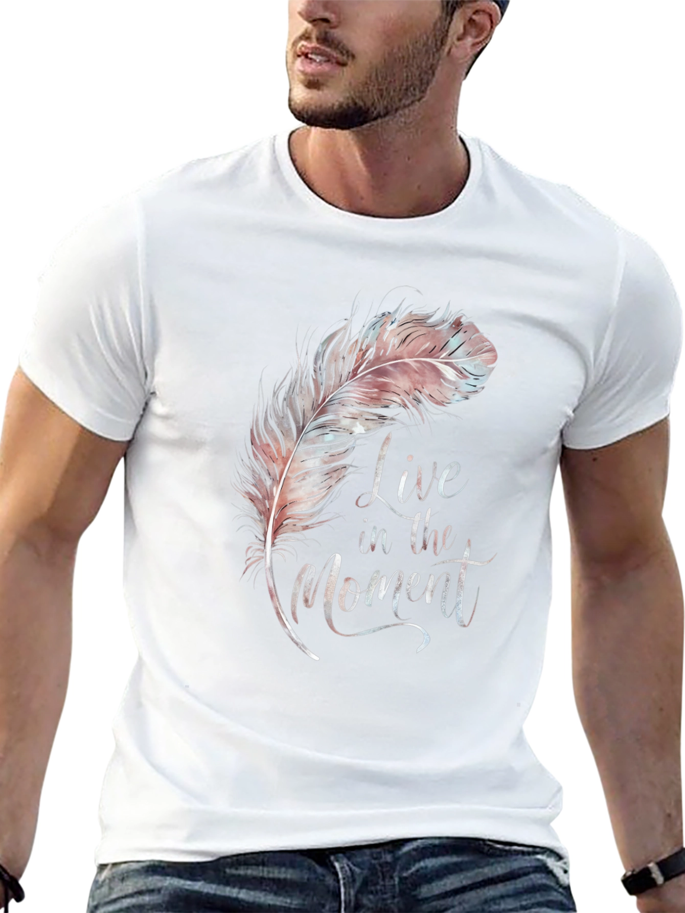 Live in the Moment Feather Graphic Tee