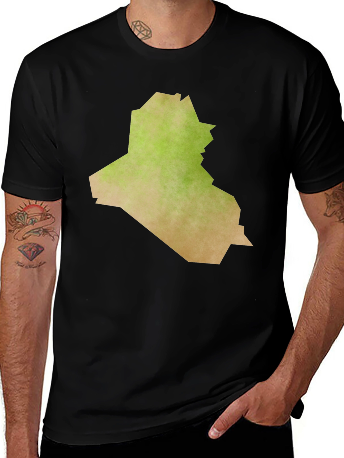 Iraq Map Graphic Tee - Black Casual T-Shirt