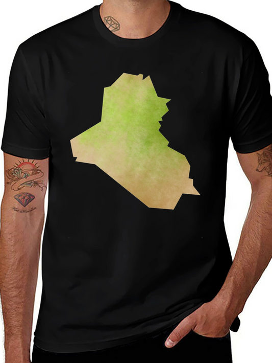 Iraq Map Graphic Tee - Black Casual T-Shirt