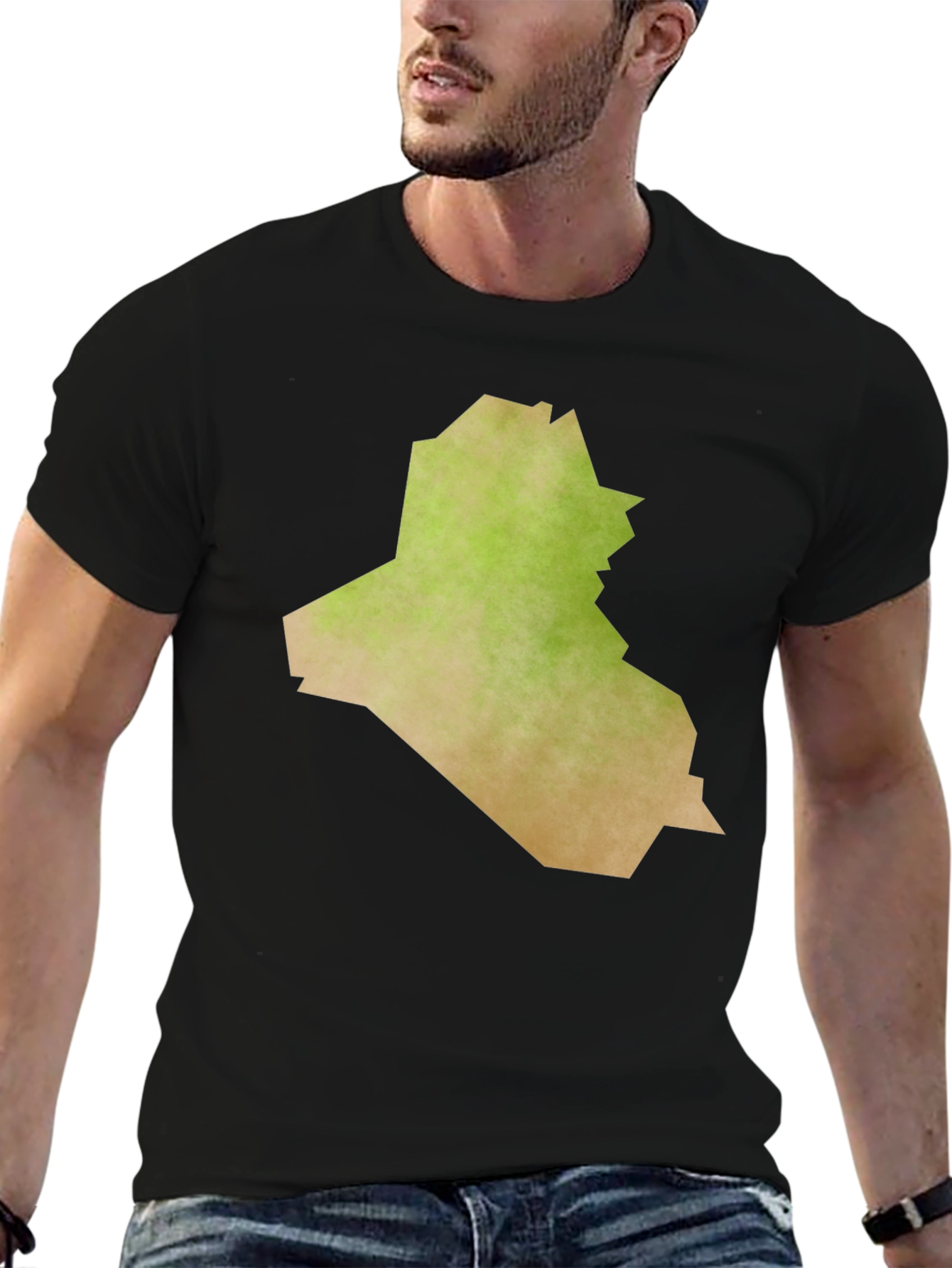 Iraq Map Graphic Tee - Black Casual T-Shirt
