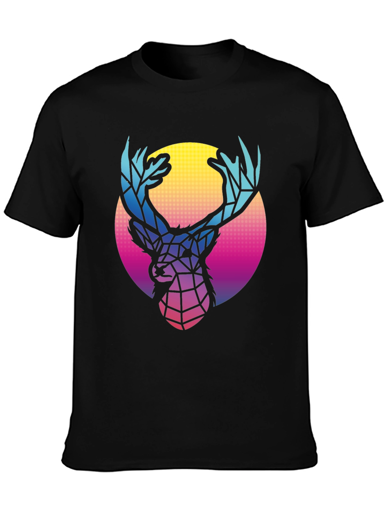 Geometric Deer Graphic Tee - Retro Style