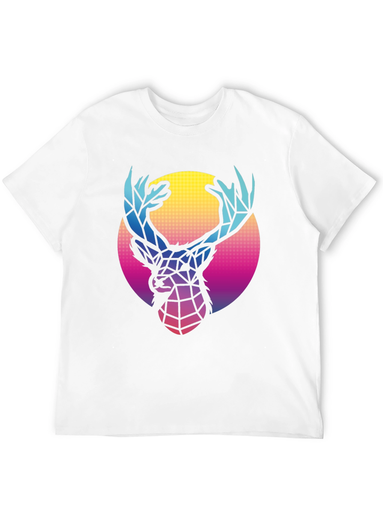 Geometric Deer Graphic Tee - Retro Style