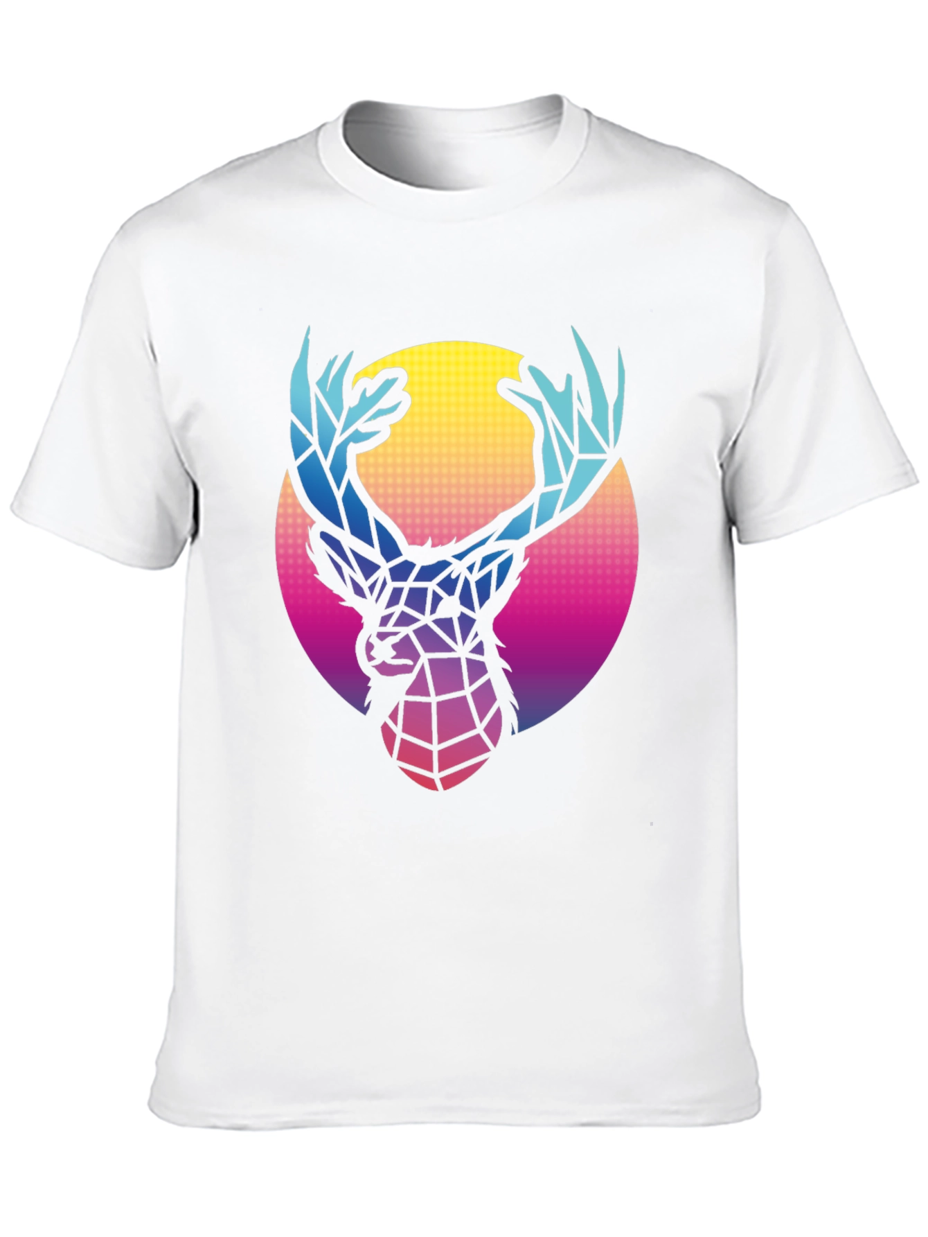 Geometric Deer Graphic Tee - Retro Style