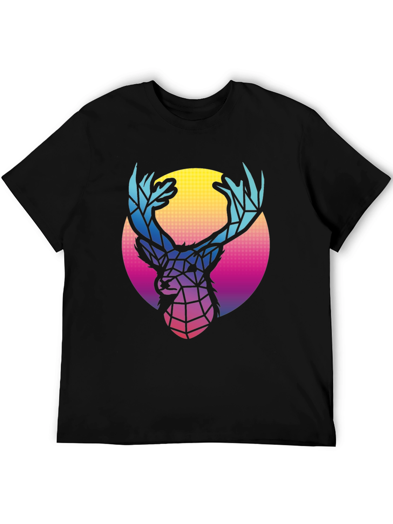 Geometric Deer Graphic Tee - Retro Style